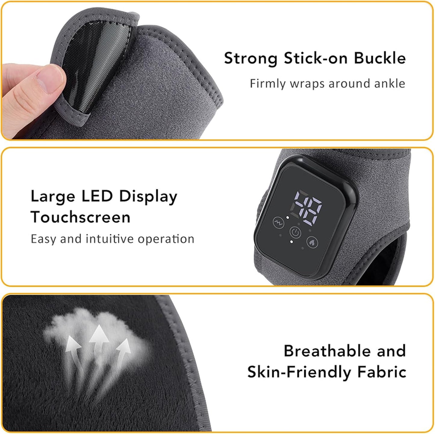 2Pcs Ankle Massager for Pain Relief, Ankle Heating Pads with Massage - 3 Levels Heat & Vibration Adjustable, Auto Shut-Off, Cord-Free Use for Daily Used