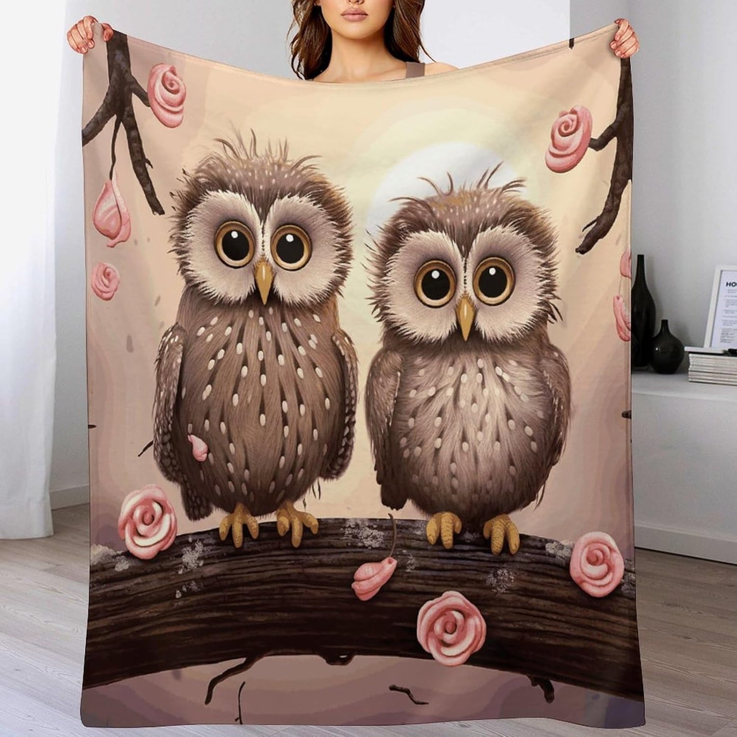 Cute Owls Throw Blanket for Couch Super Soft Warm Lightweight Throw Blankets Cozy Flannel Bed Blanket Cute Decorative Blankets for All Seasons Home Decor Gift 60"*80"（150 * 200cm）