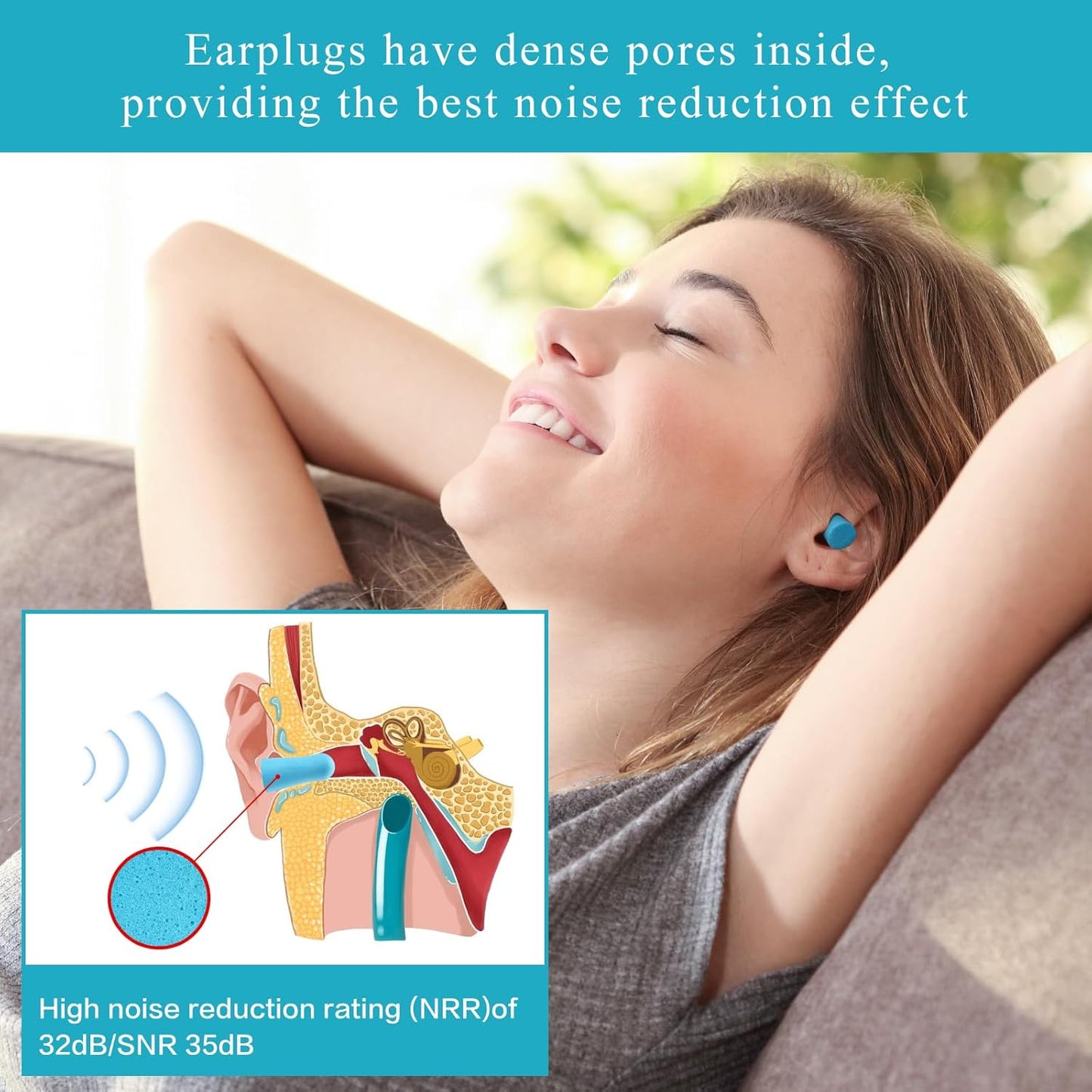 30Pair Soft Foam EarPlugs, 32dB Disposable Sound Blocking Noise Cancelling Ear Plugs for Sleeping/Concerts Loud Music/Shooting Guns/Work Construction, Hearing Safety Protection (Blue)