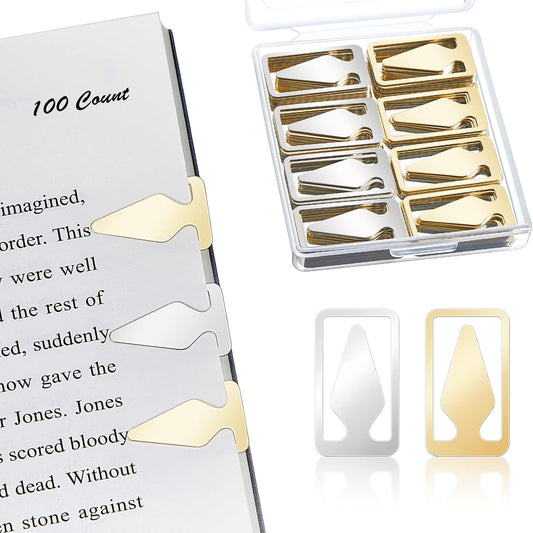 Spakon 100 Count Tin Mixed Metals Book Line Markers Arrow Bookmarks and Page Markers for Reading Teachers Students Book Lovers School and Work (Silver and Gold)