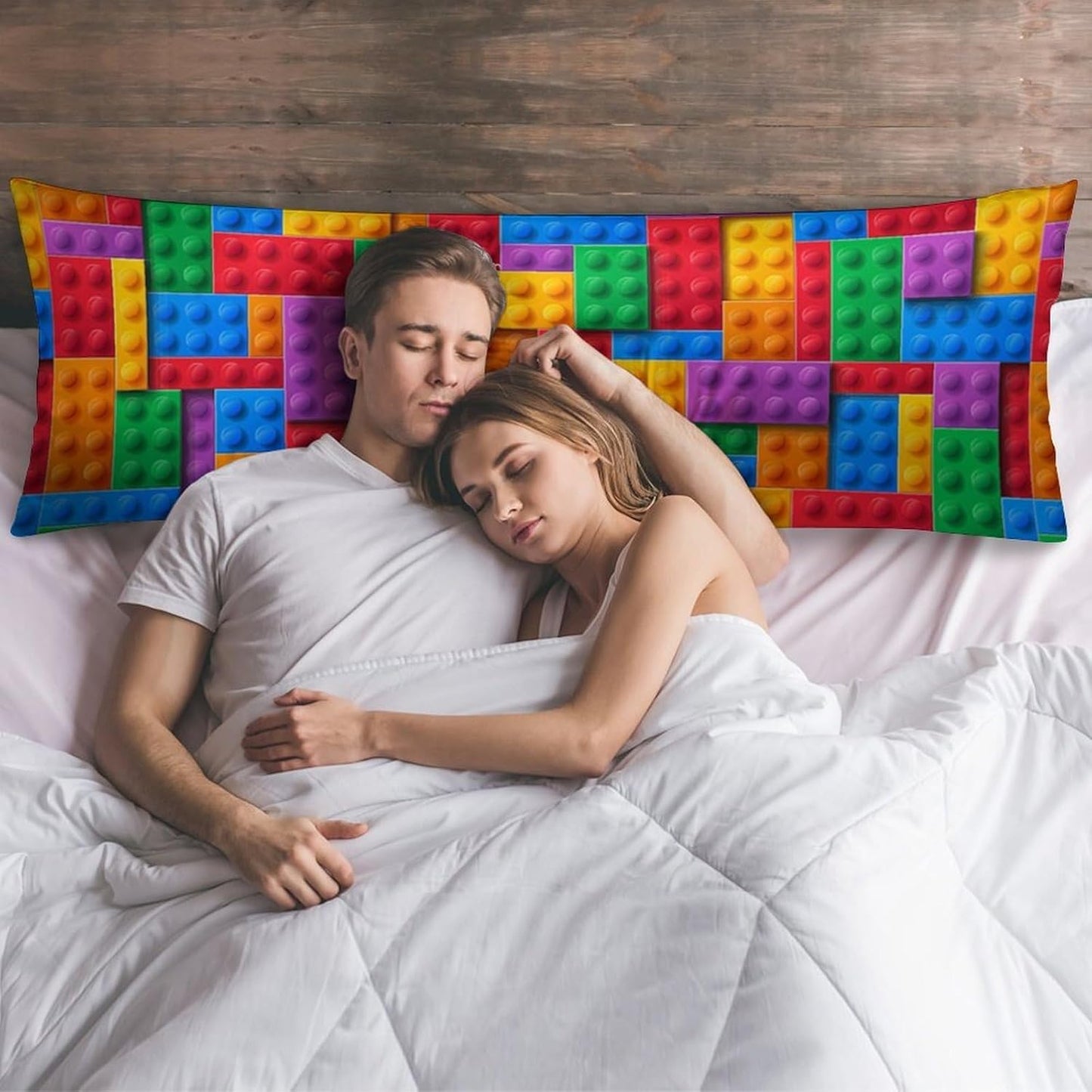 Building Blocks Body Pillow Cover Building Blocks Patterns Long Pillowcase with Zipper Colorful Bricks Printed Soft and Cozy Full Body Pillow Case Decorative for Room Bedroom Couch 20x54