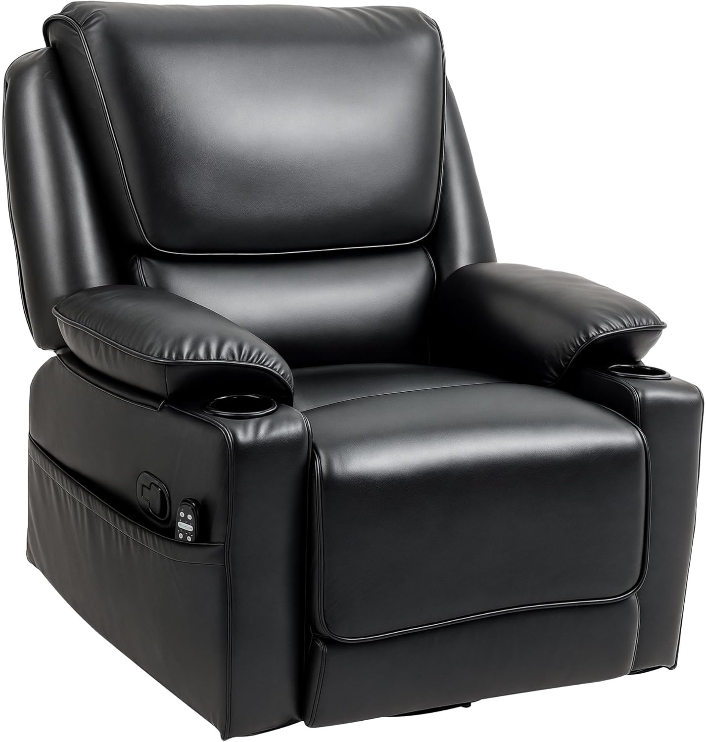 Swivel Rocker Recliner Chair with Vibration Massage and Heat Remote Footrest Cup Holders and Side Pockets Oversized Ergonomic Lounge Chairs for Living Room