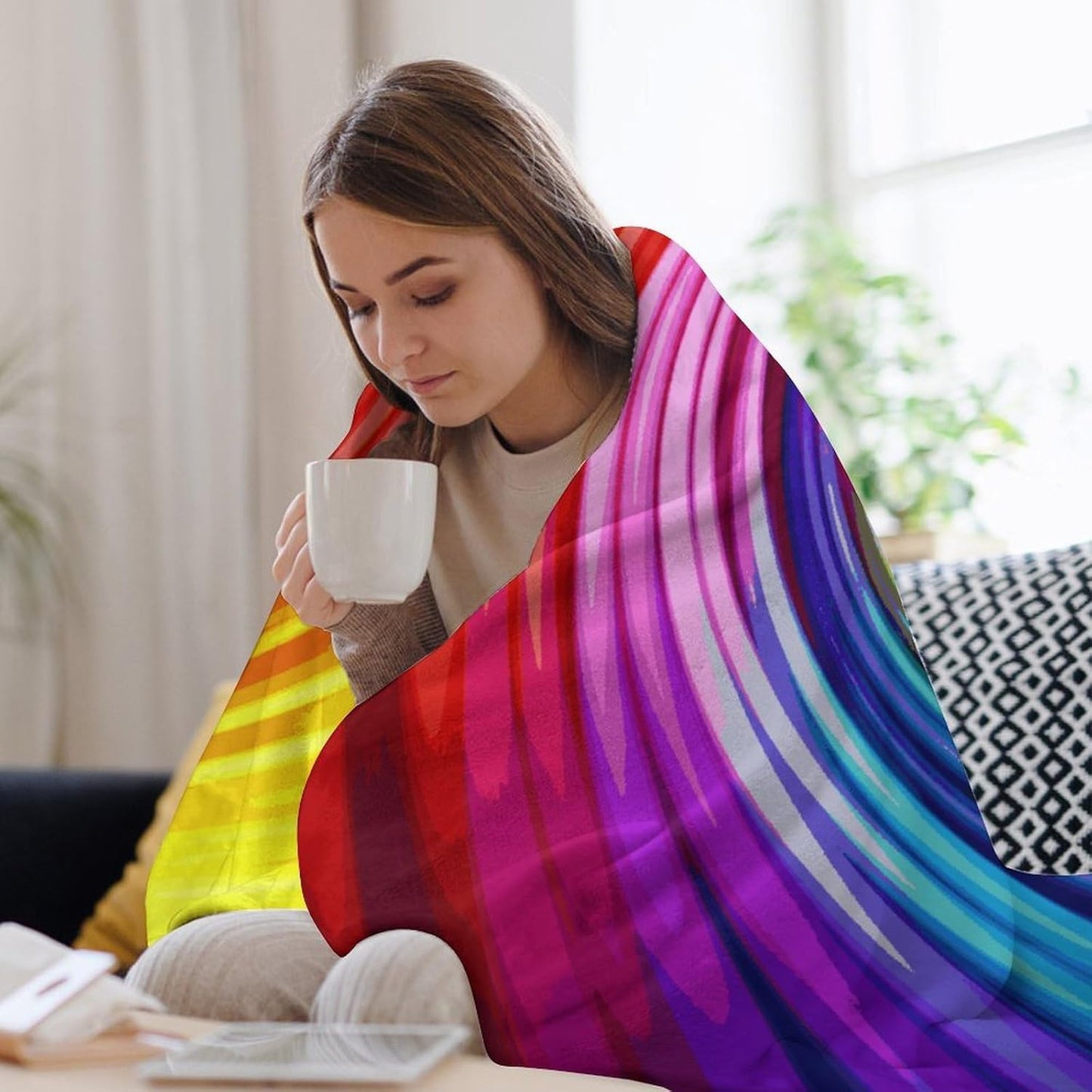 Rainbow Spiral Blanket Super Soft Lightweight Throw Blanket Cute Cozy Warm Bed Blanket Decorative Fuzzy Blanket All-Season Home Decor Gift for Sofa Couch Living Room 30"*40"（76 * 100cm）