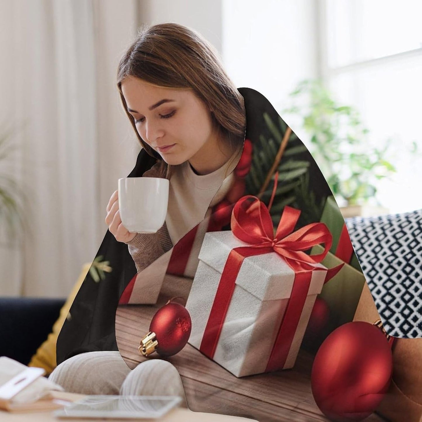 Xmas Decoration Blanket Super Soft Lightweight Throw Blanket Cute Cozy Warm Bed Blanket Decorative Fuzzy Blanket All-Season Home Decor Gift for Sofa Couch Living Room 50"*60"（130 * 150cm）