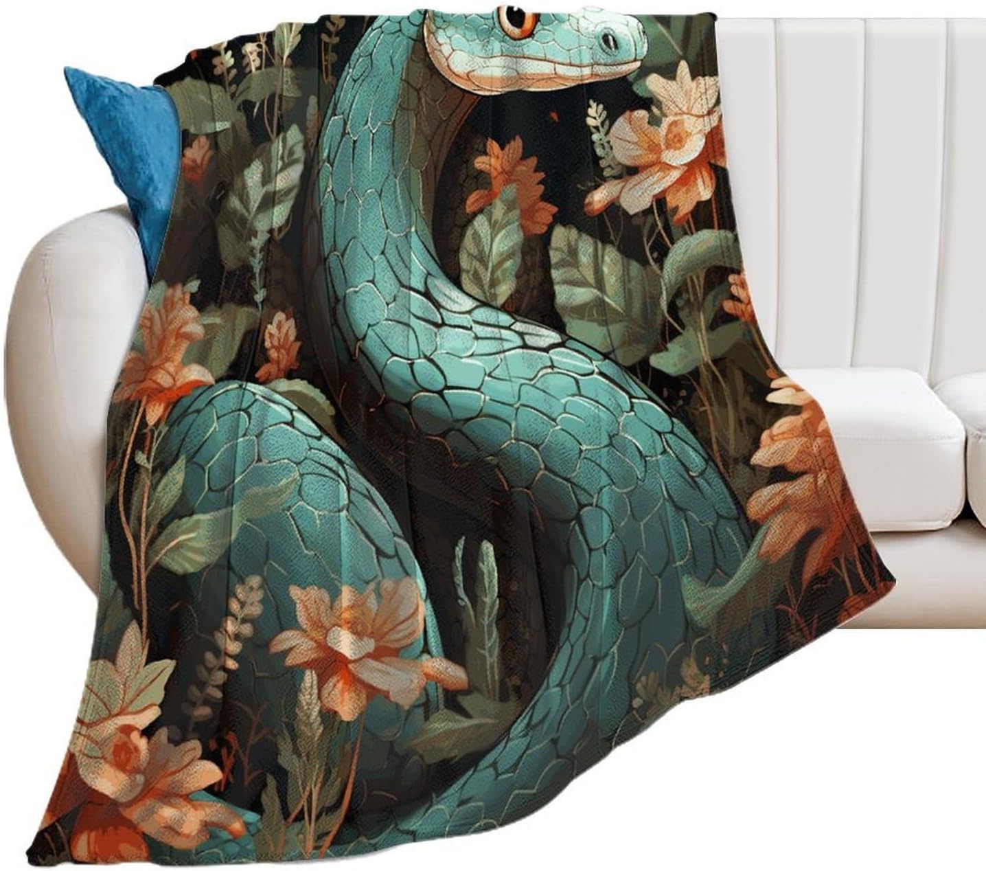 Snake and Flower Blanket Super Soft Lightweight Throw Blanket Cute Cozy Warm Bed Blanket Decorative Fuzzy Blanket All-Season Home Decor Gift for Sofa Couch Living Room 60"*80"（150 * 200cm）