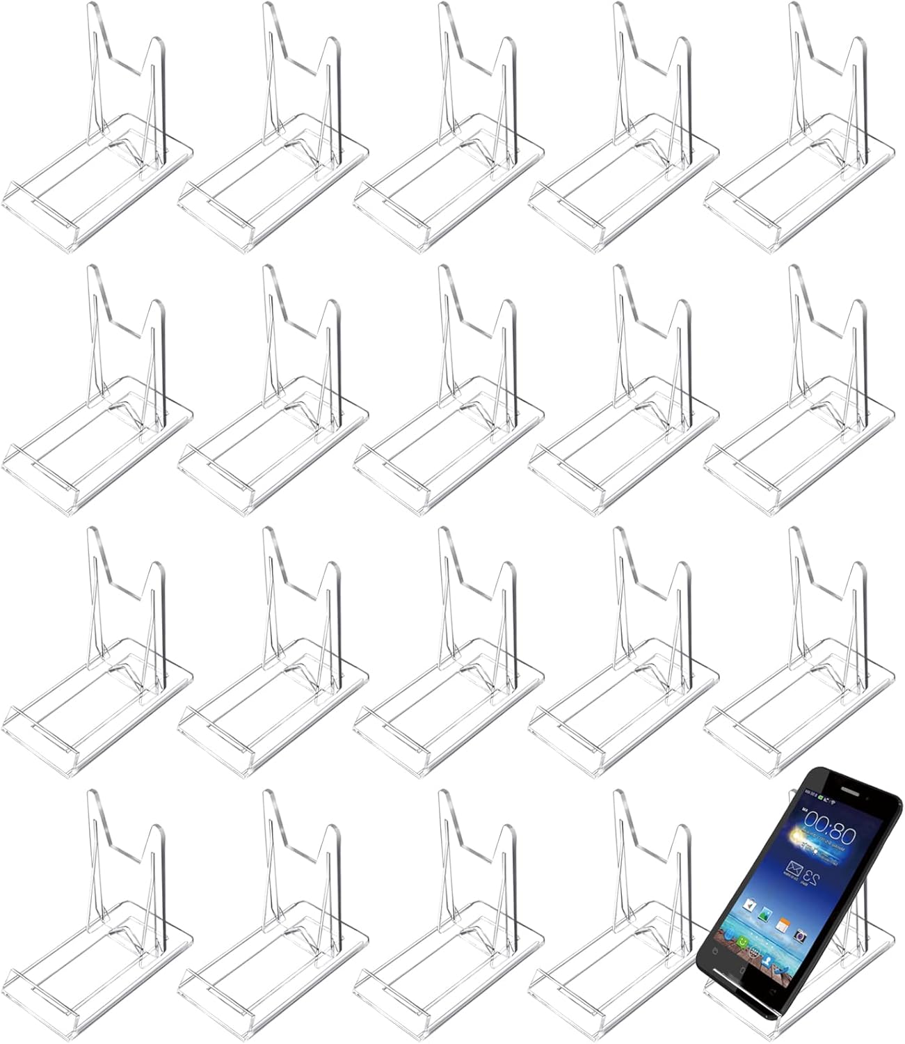 20 PCS Acrylic Plate Stand Clear Acrylic Adjustable Display Acrylic Display Easel Plate stands for Display Plate, Book, Picture, Phone, Card and home and Party Decorations
