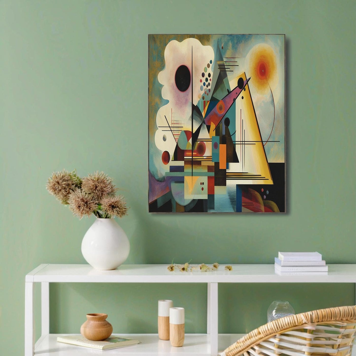 GDJSMIN Abstract Geometric Shapes Wall Art, Triangle Circle Design Poster for Reading Room Living Room Decor 16x 24 inch Unframed