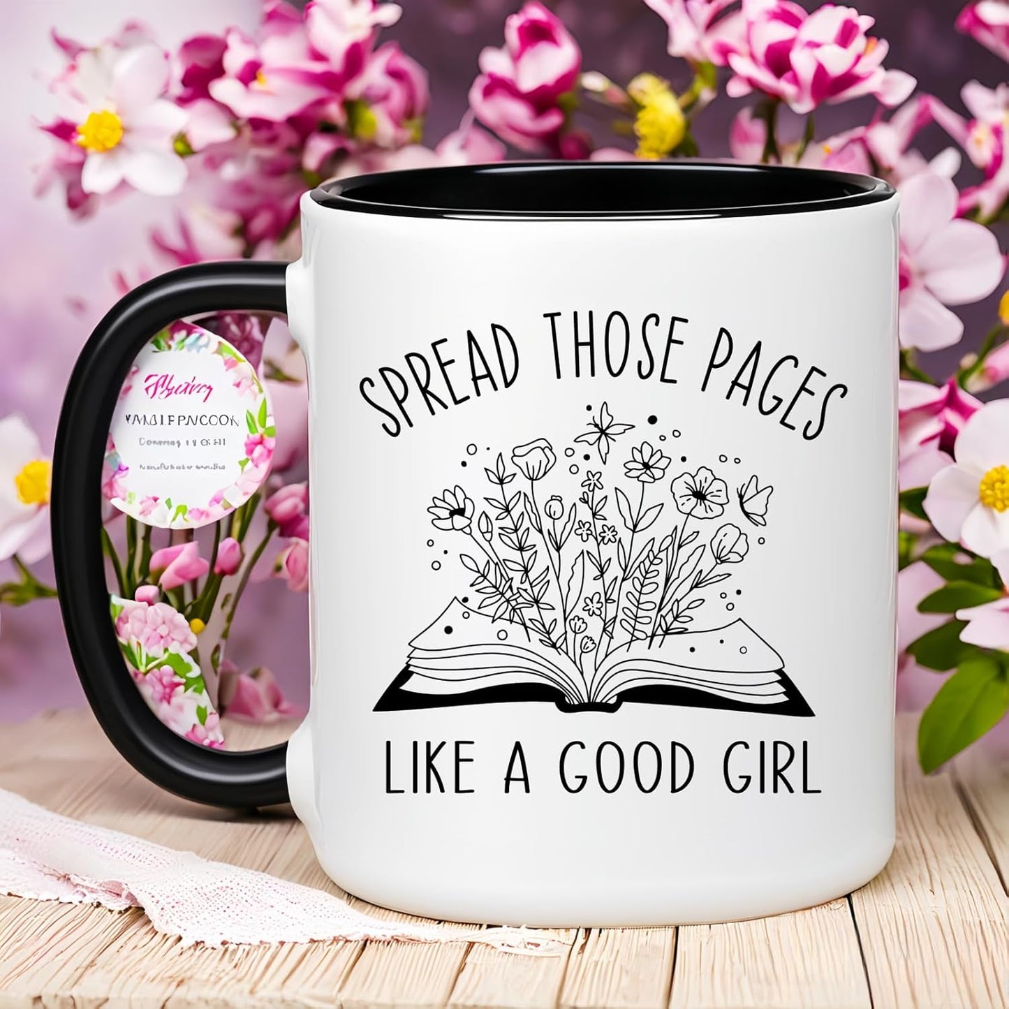 Book Lovers Mug, Bookish Smutty Spicy Reader Mug, Bookworm Novelty Girl Reading Gifts, Spread Those Pages Like A good girl Reader Cup, 11oz Ceramic Coffee Juice Smoothies Tea Cup