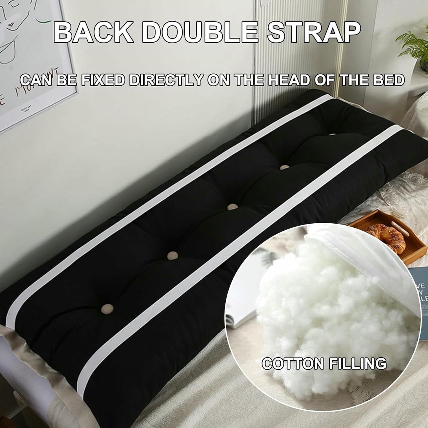 Large Headboard Wedge Bed Rest Reading Pillow Backrest Bed Positioning Support Bolster Day Bed Dorm Cushion with Removable Cover for Watching TV,Relaxing~/