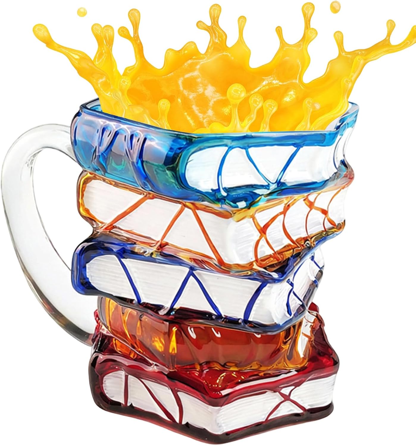 Colorful Glass Mug - Heat Safe Drinkware, Reading Cup with vibrant tint, Coffee Mug with thick rim, Glassware aesthetic finish, Book Lovers for home reading