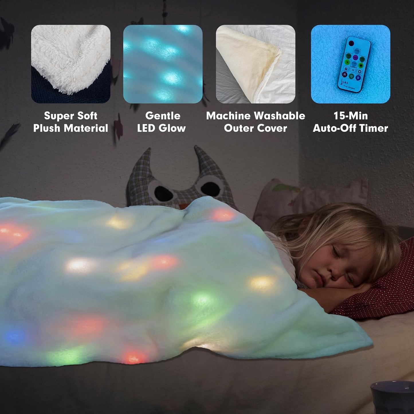 Sensory Blankets with Lights for Kids | A Unique Gift Soft LED Light Up Plush Throw, Cozy & Rechargeable – Perfect for Sensory Rooms, Therapy Clinics, Special Ed, and Quiet Spaces (31"x47")
