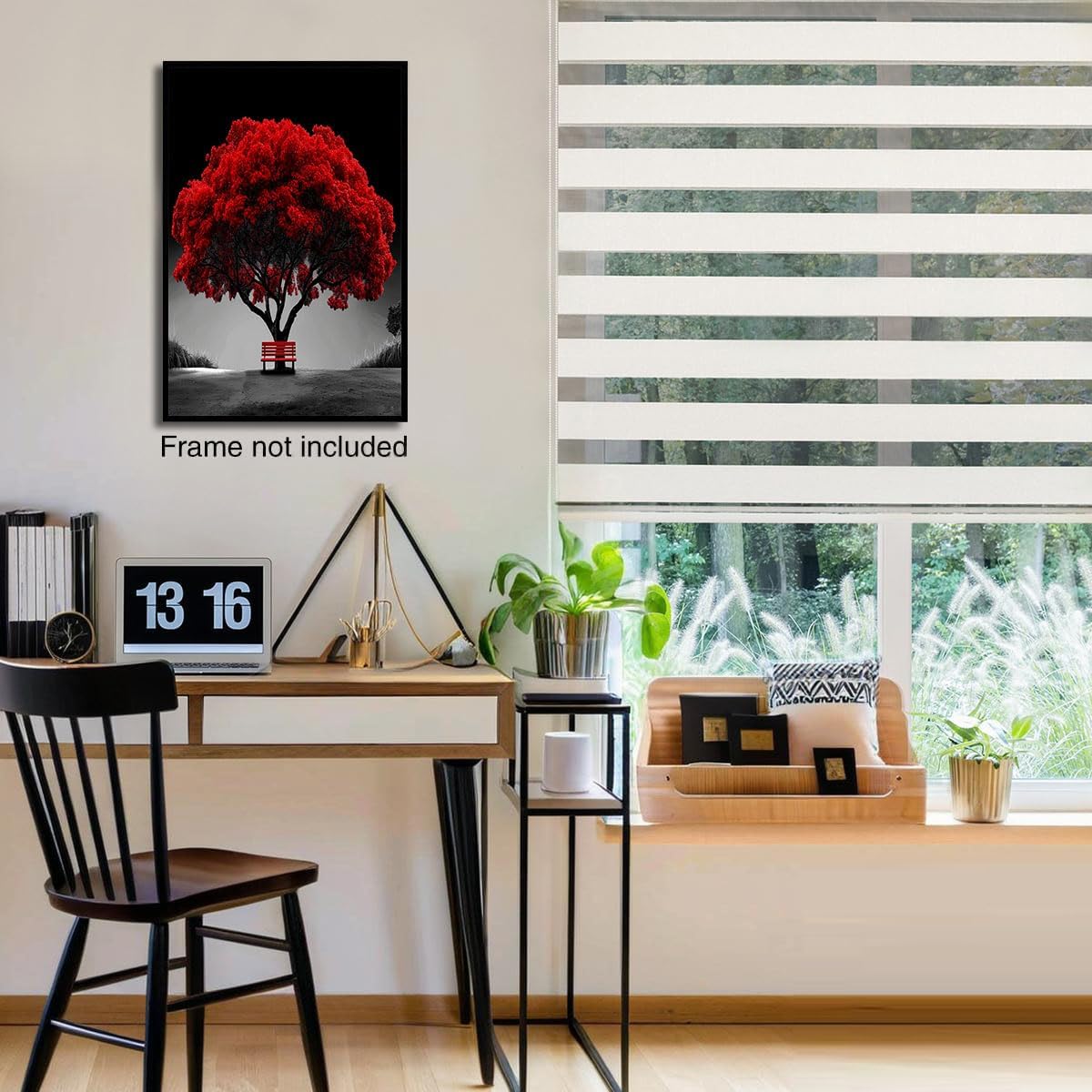 GDJSMIN Realistic Tree Scenery Wall Art, Red Leaves Poster For Reading Room Living Room Decor 12X 16 Inch Unframed