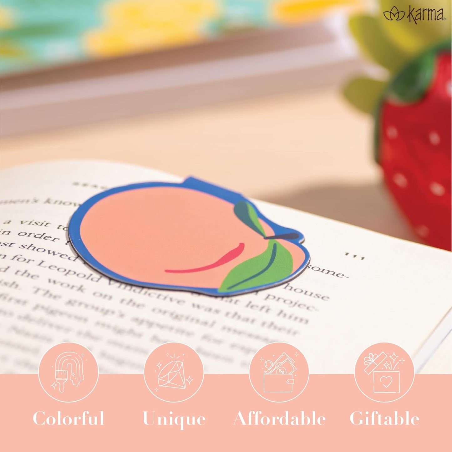 Karma, Magnetic Bookmarks Set of 3, Cute Bookmarks for Women, Page Markers for Students Teachers Reading, Must Read