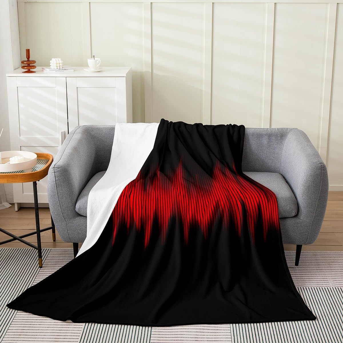 Erosebridal Red Ombre Throw Blanket Twin 60x80 for Boys,Geometric Lines Flannel Blanket,Girls Kids Modern Abstract Art Blanket,Red Gradient Stylish 3D Aesthetic Trippy Spira Sherpa Blanket Soft Cozy