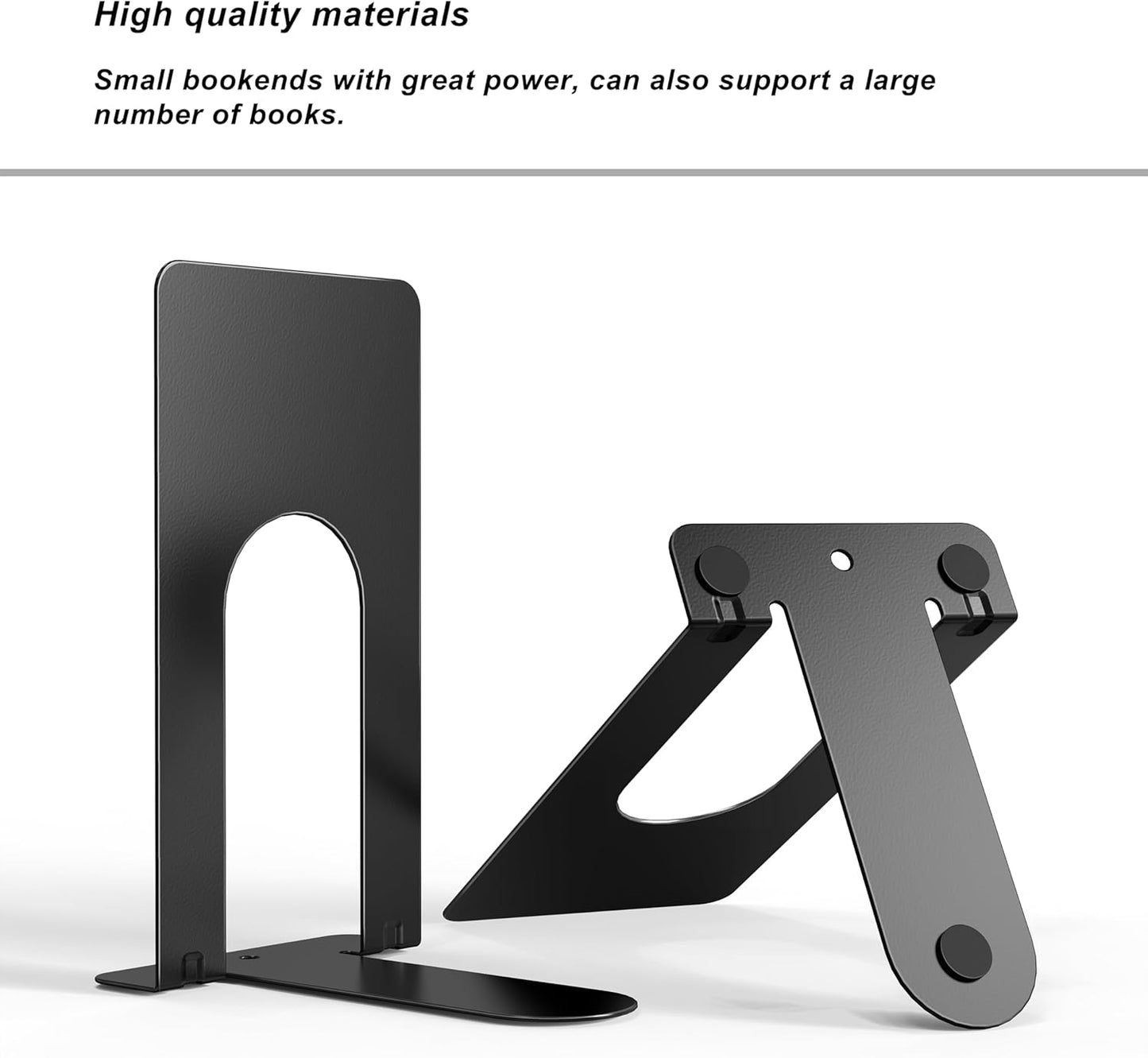 Optomni Book Ends, 3 Pairs of Small Bookends for Shelves, 3.9 x 2.8 × 5.2 in, Black Metal Book Stopper, Sturdy Book Holders for Home Office (6 Pcs, Small)