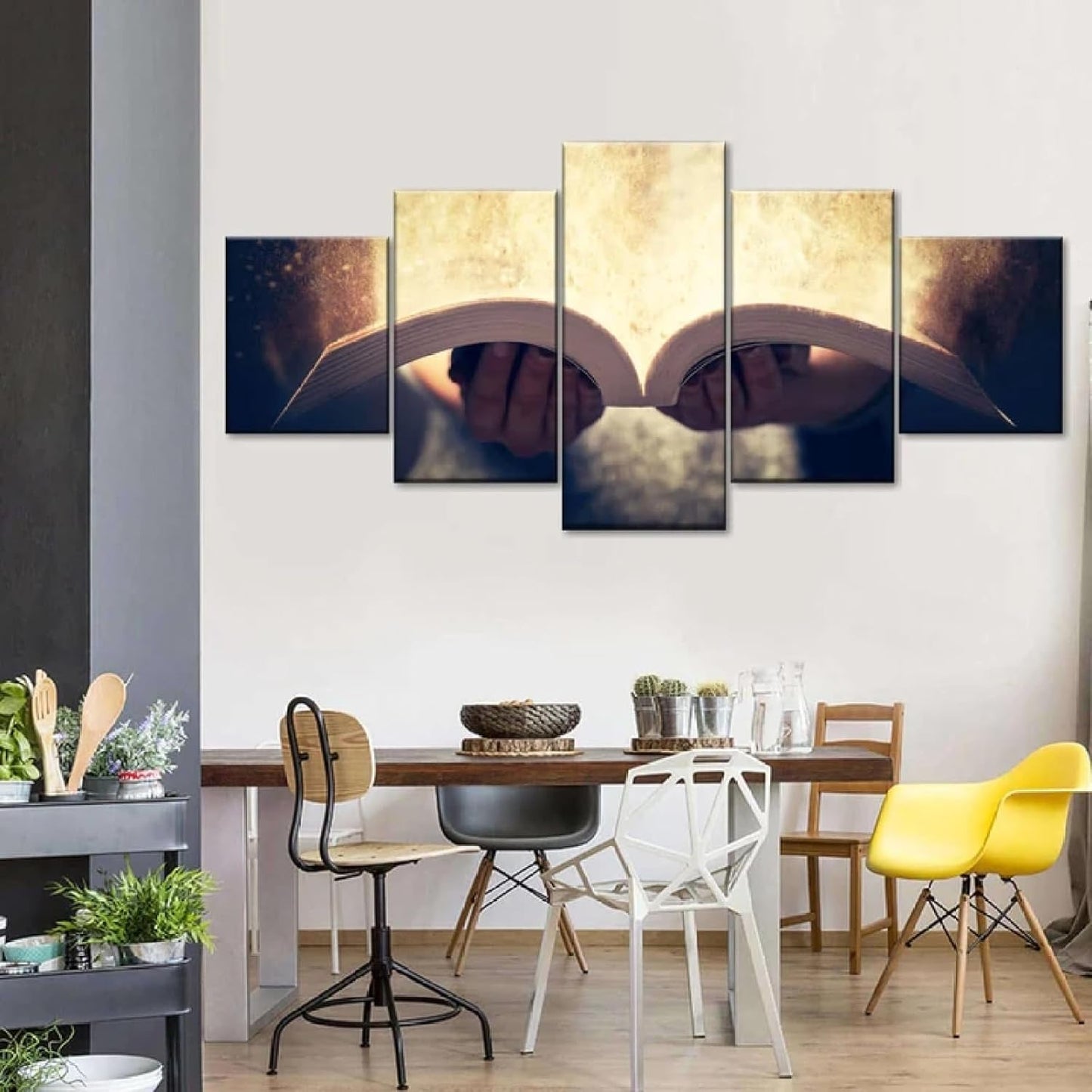 Framed Canvas Wall Art Paintings for Bedroom set of 5 about Reading the Holy Bible HD Posters for Room Aesthetic Home Decorations for Living Room and Gift