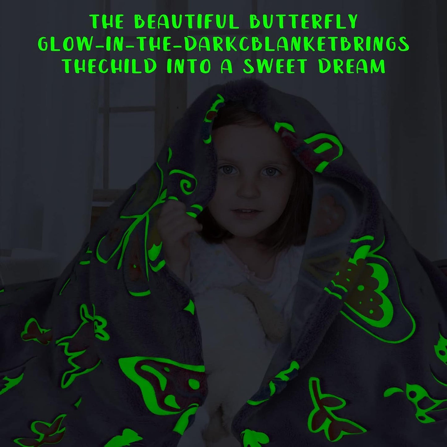 Butterfly Gifts Glow in the Dark Blanket for Girls, Soft Flannel Throw Easter Blanket for Kids Toddlers, Girls Birthday Gifts for Granddaughter, Butterfly Decor, 40"x50"