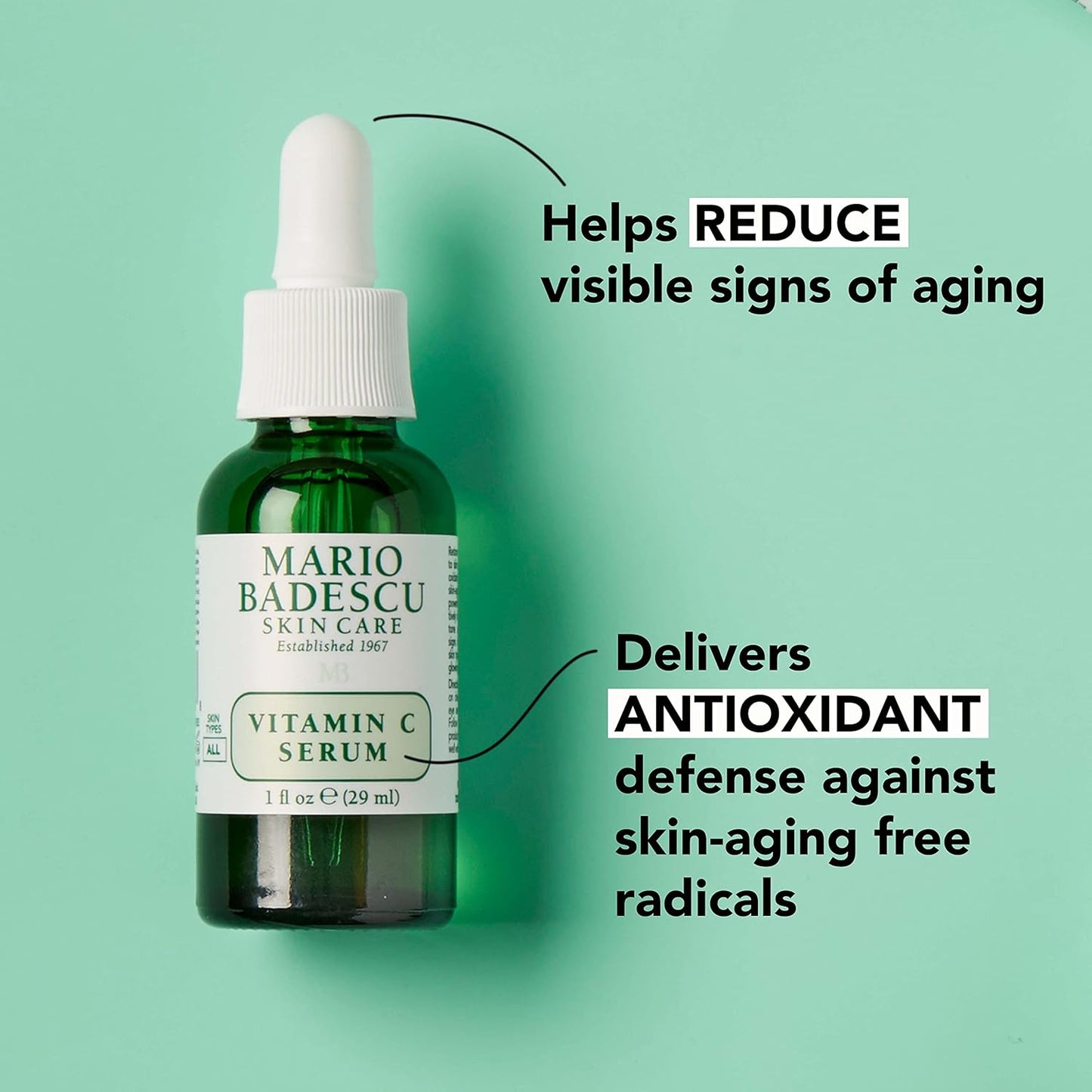 Mario Badescu Vitamin C Serum for All Skin Types Lightweight Serum with Vitamin C & Sodium Hyaluronate Visibly Reduces Signs of Aging 1 Fl Oz
