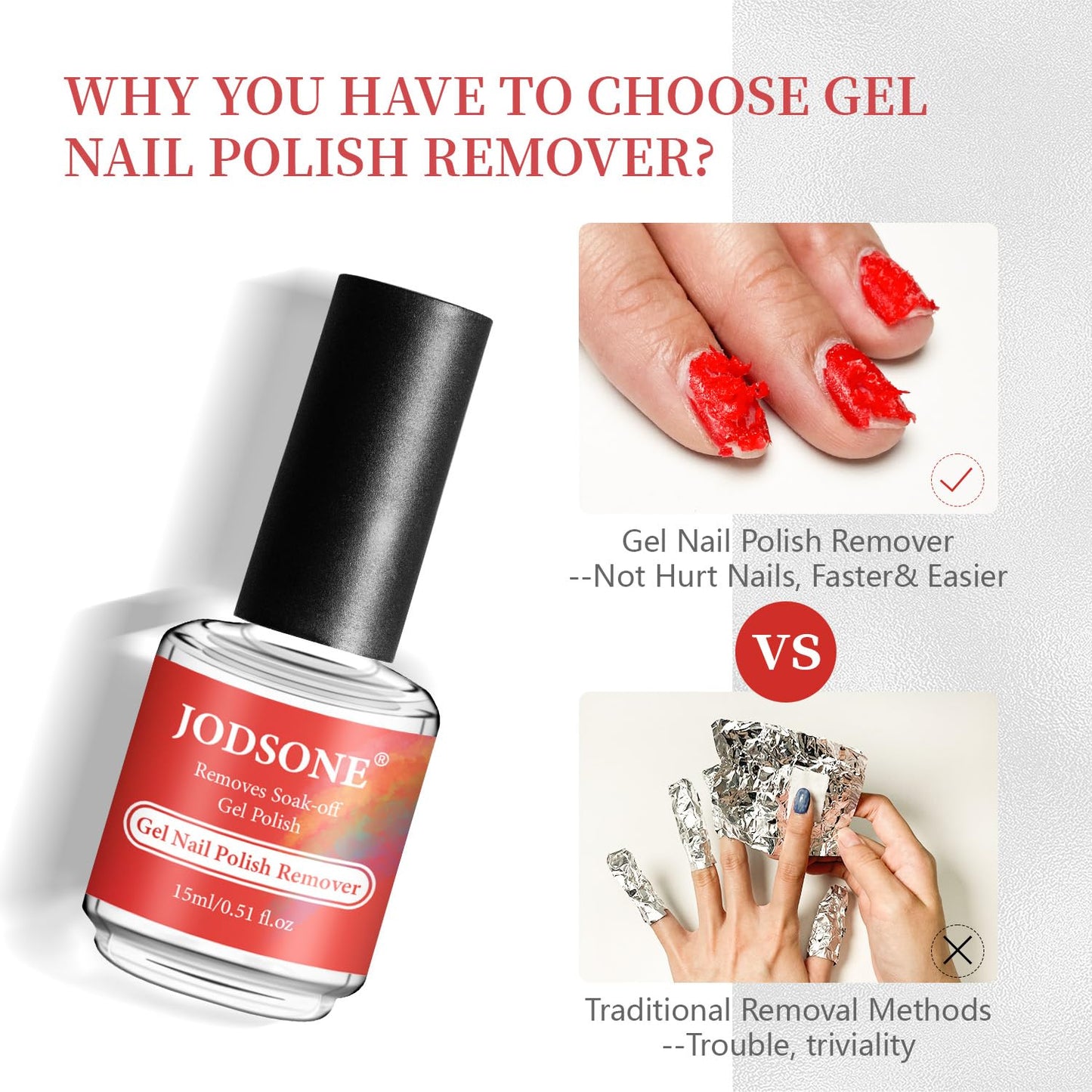JODSONE 15ML Gel Nail Polish Remover No Need Soaking or Wrapping Gel Remover for Nails 3-5 Minutes Easy And Quick