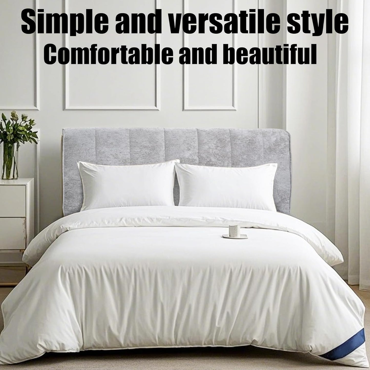 QQP Headboard Pillow for Bed, Twin Wedge Backrest Cushion, Upholstered Wall Mounted Support for Reading, Lumbar Support for Dorm Bed, Daybed, Couch, Decorative Panel, White