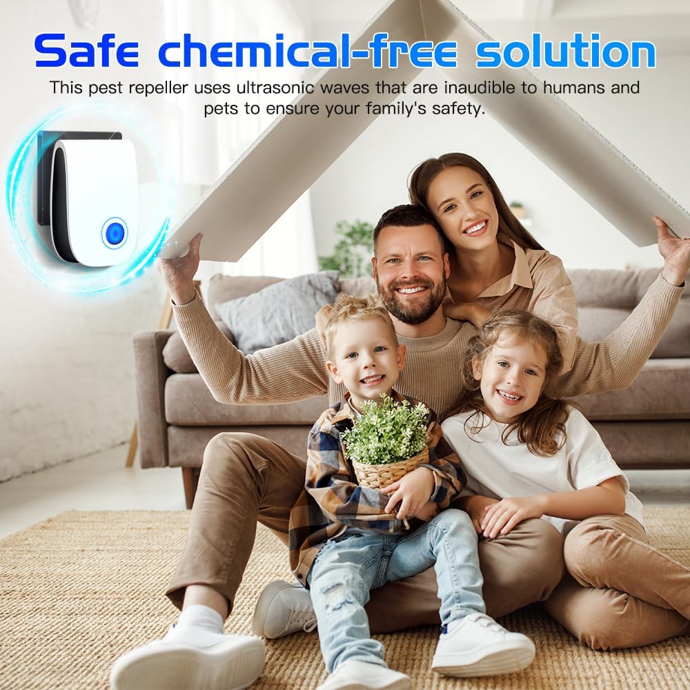 2026 Upgraded Electronic Pest Control Plug-in, Sound Wave Repellent for Mice, Roaches, Spiders, Ants, Mosquitoes – Safe, Silent, Energy-Saving for Home, Office, Garage (6-Pack White)