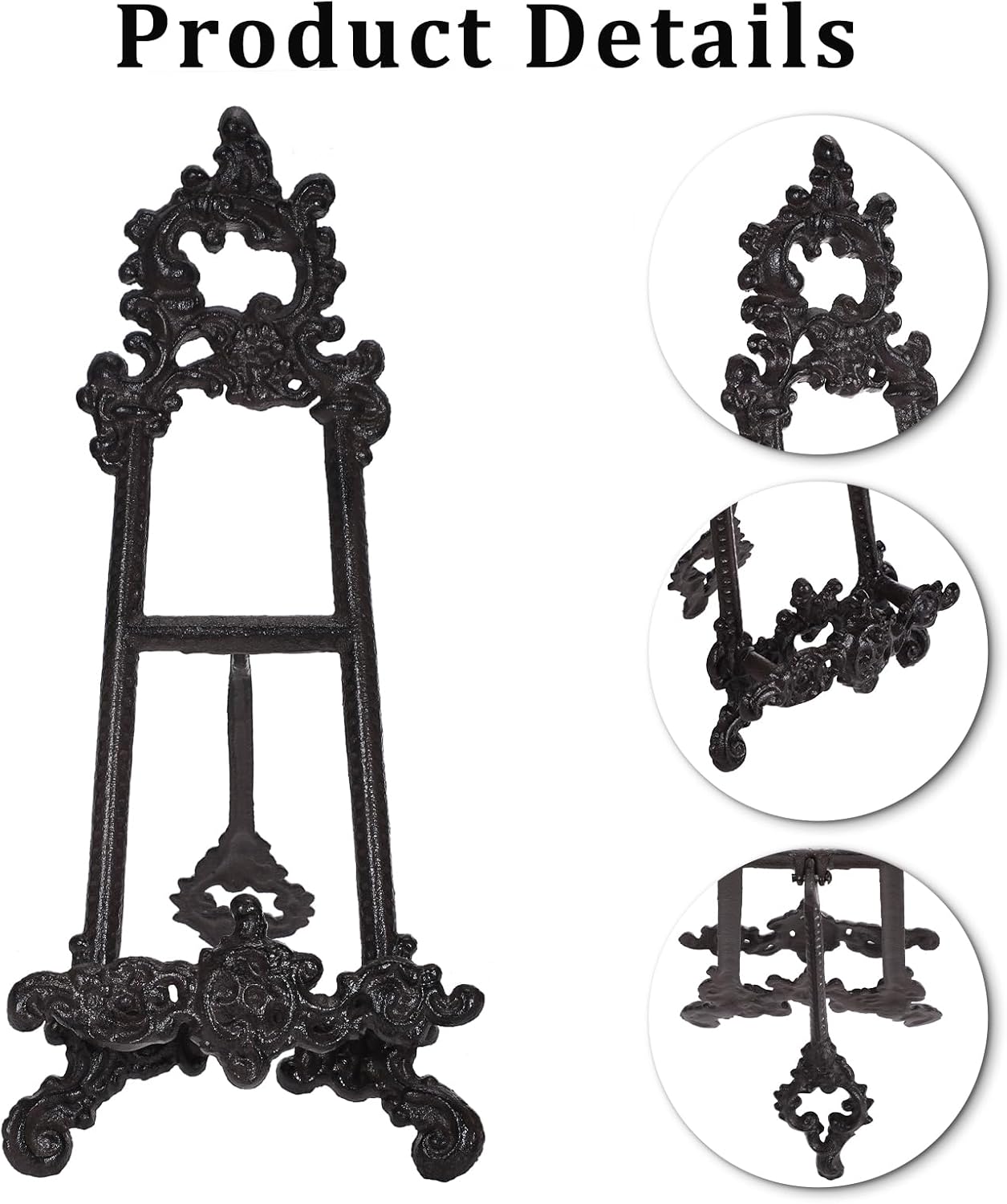 Cast Iron Cookbook Stand - Heavy-Duty Metal Recipe Book Holder, Vintage Cast Iron Display Rack for Recipe Book, Bible, Magazine & Plate, Home Kitchen Countertop Decor
