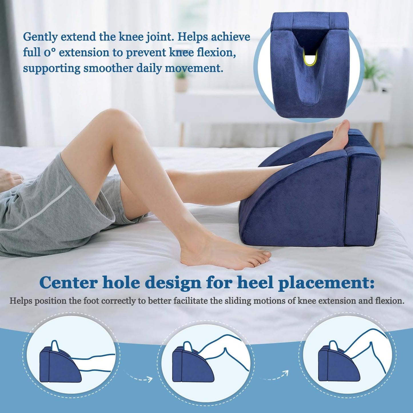 Knee Replacement Pillow Post Surgery, Knee Surgery Recovery Aids, Foot Support Extension, Blood Circulation Swelling Reduction Elevation Wedge Equipment - MCL, Acl, Hip (Dual-Use)