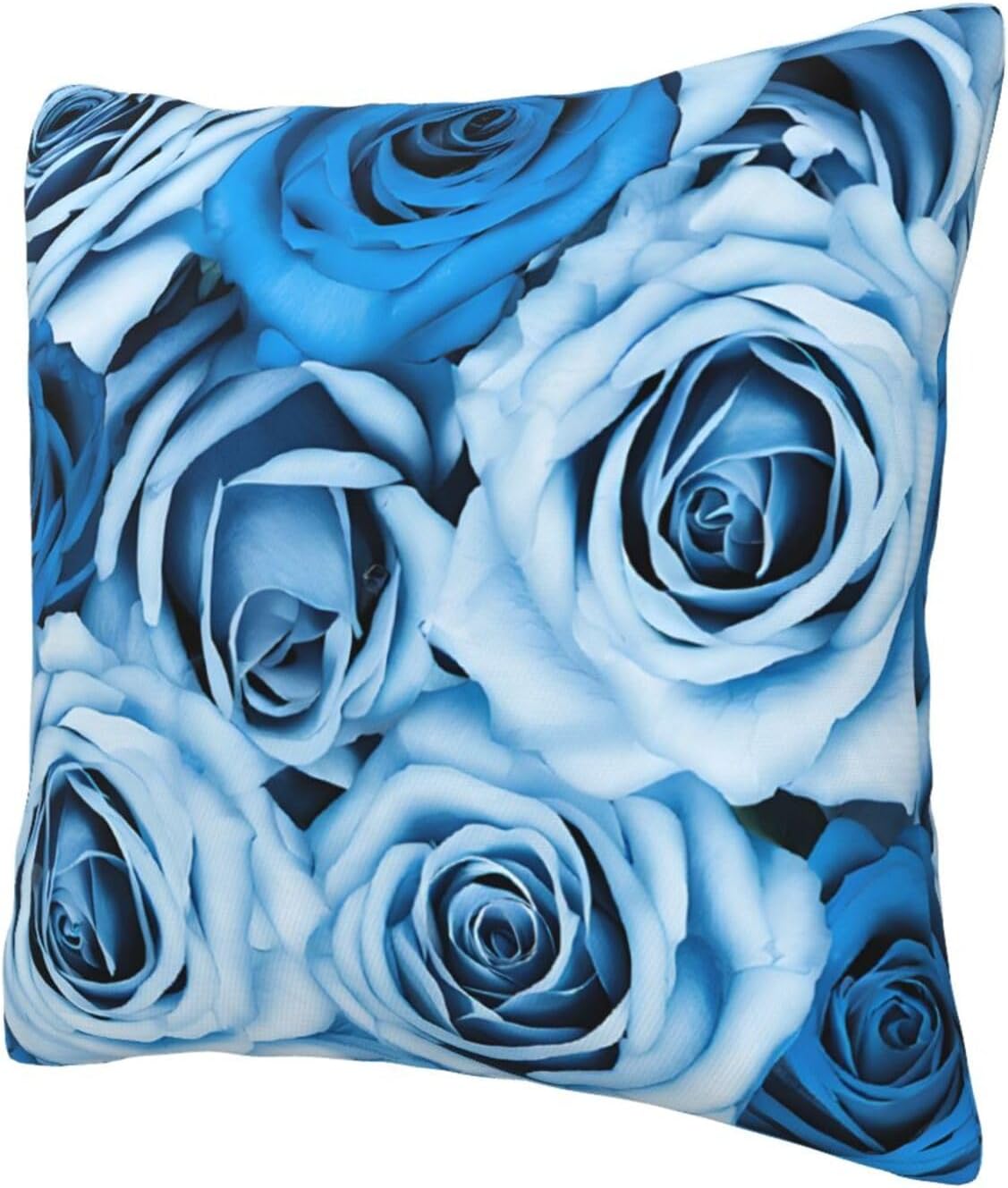 All-Season Square Pillow Covers 18"X18", Turquoise Rose, Decorative Throw Pillow Covers for Sofa Bed Couch, Hidden Zipper Cushion Cover, Square Lumbar & Accent Pillowcases for Home Decor