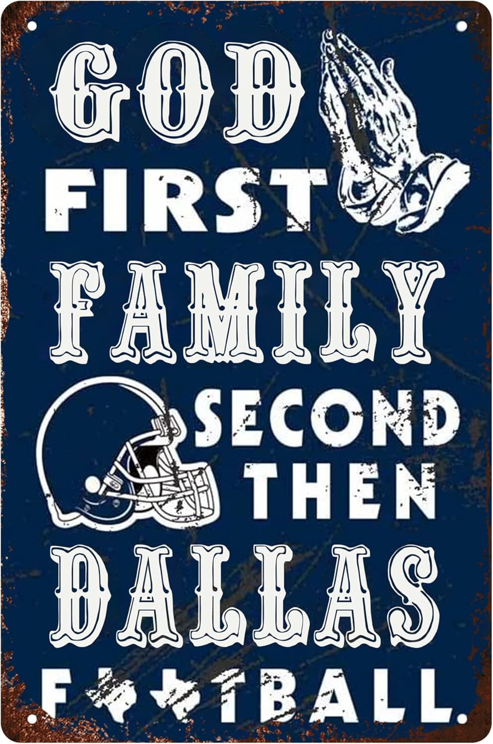 Vintage Sports Poster Metal Football Tin Sign 8x12 Inch—Football God first Family second Then football—Retro Poster for football fans, bar, cafe, restaurant wall decor art