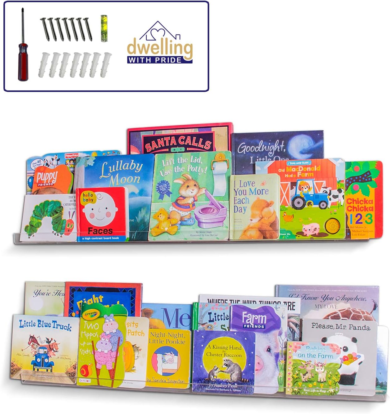 Acrylic Shelf 36 Inch (2Pack) - Acrylic Bookshelf for Toys & Books - Spice Rack & Floating Display - Acrylic Floating Shelves for Makeup & Cosmetic Product - Clear Acrylic Shelf for Books & Magazines