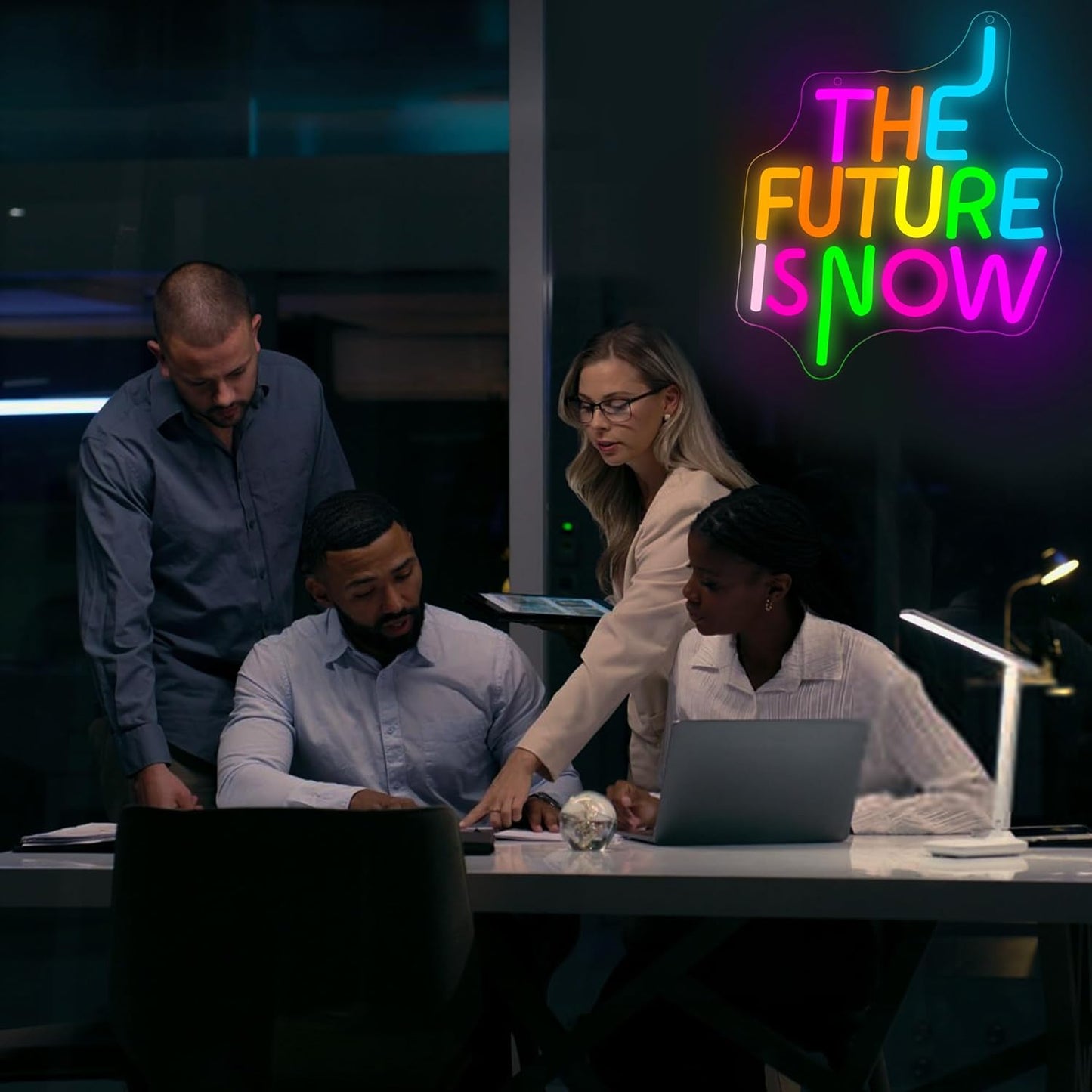 The Future Is Now Neon Sign for Wall Decor Inspirational Neon Light for Man Cave Dimmable Motivate LED Sign for Classroom Office Bedroom Gym Decor Birthday Gifts for Teen Art Size 11 * 9.7In(WZCP309)