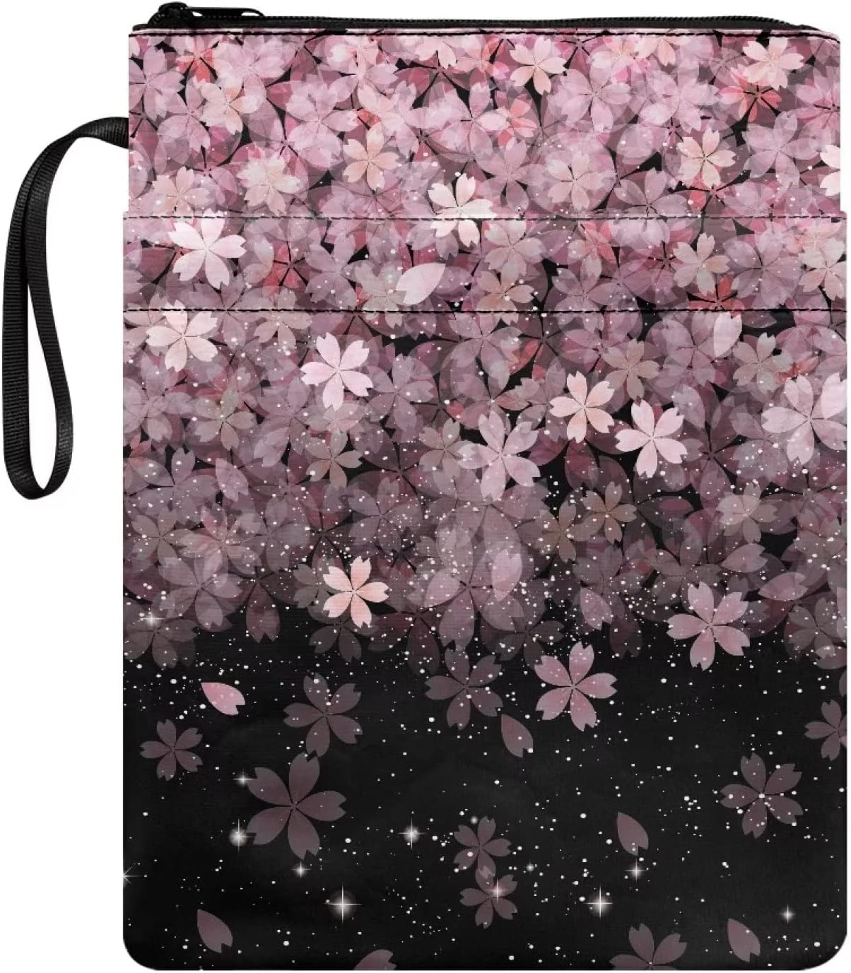 Talayituse Cherry Blossom Print Book Sleeve with Zipper Book Cover for Book Lovers Book Protector Washable Multifunctional Book Pouch Fits Most Standard Paperbacks Hardcovers