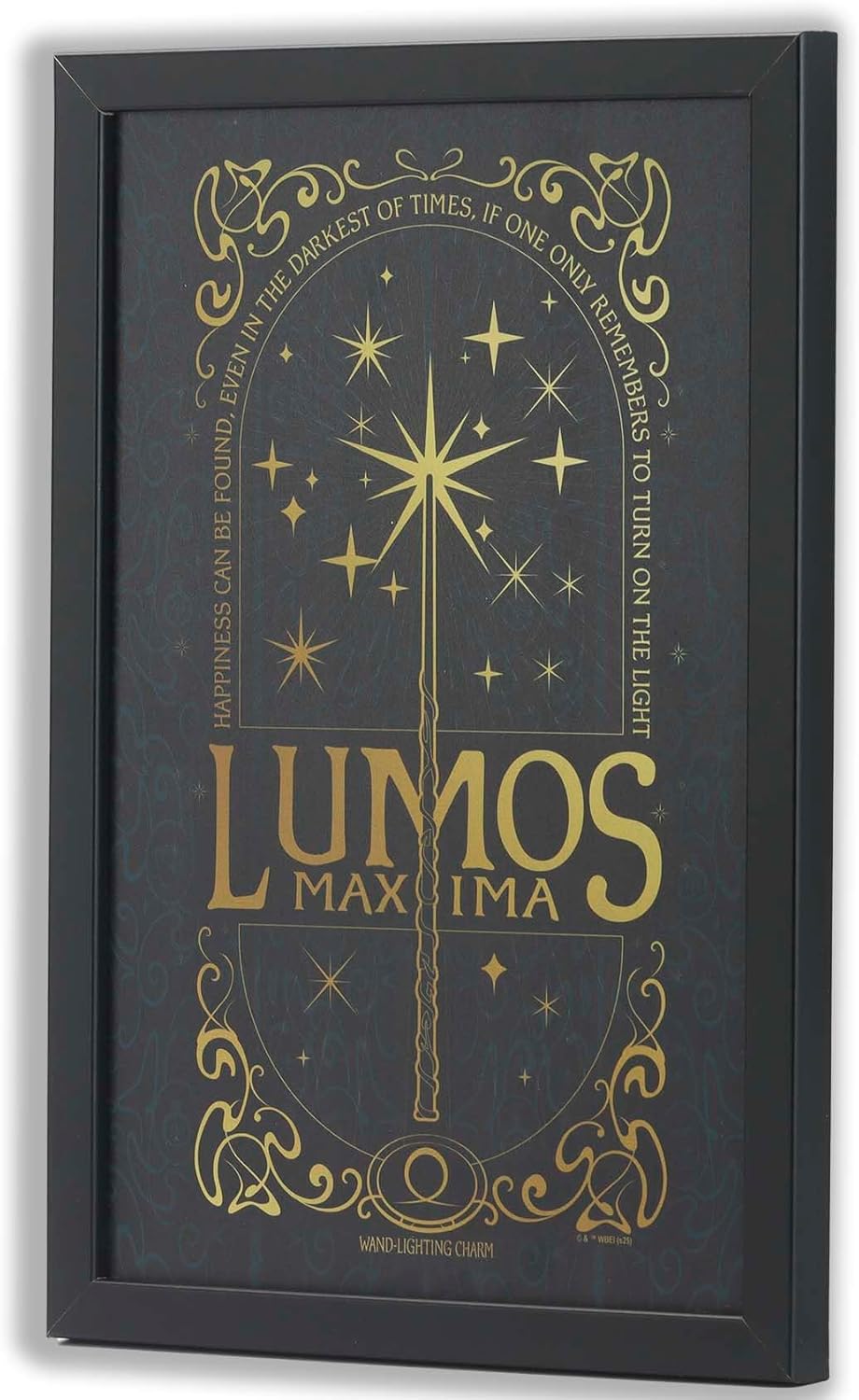 Harry Potter Lumos Maxima Framed Wood Wall Art - Magical Lumos Wall Decor for Study, Library, or Bedroom