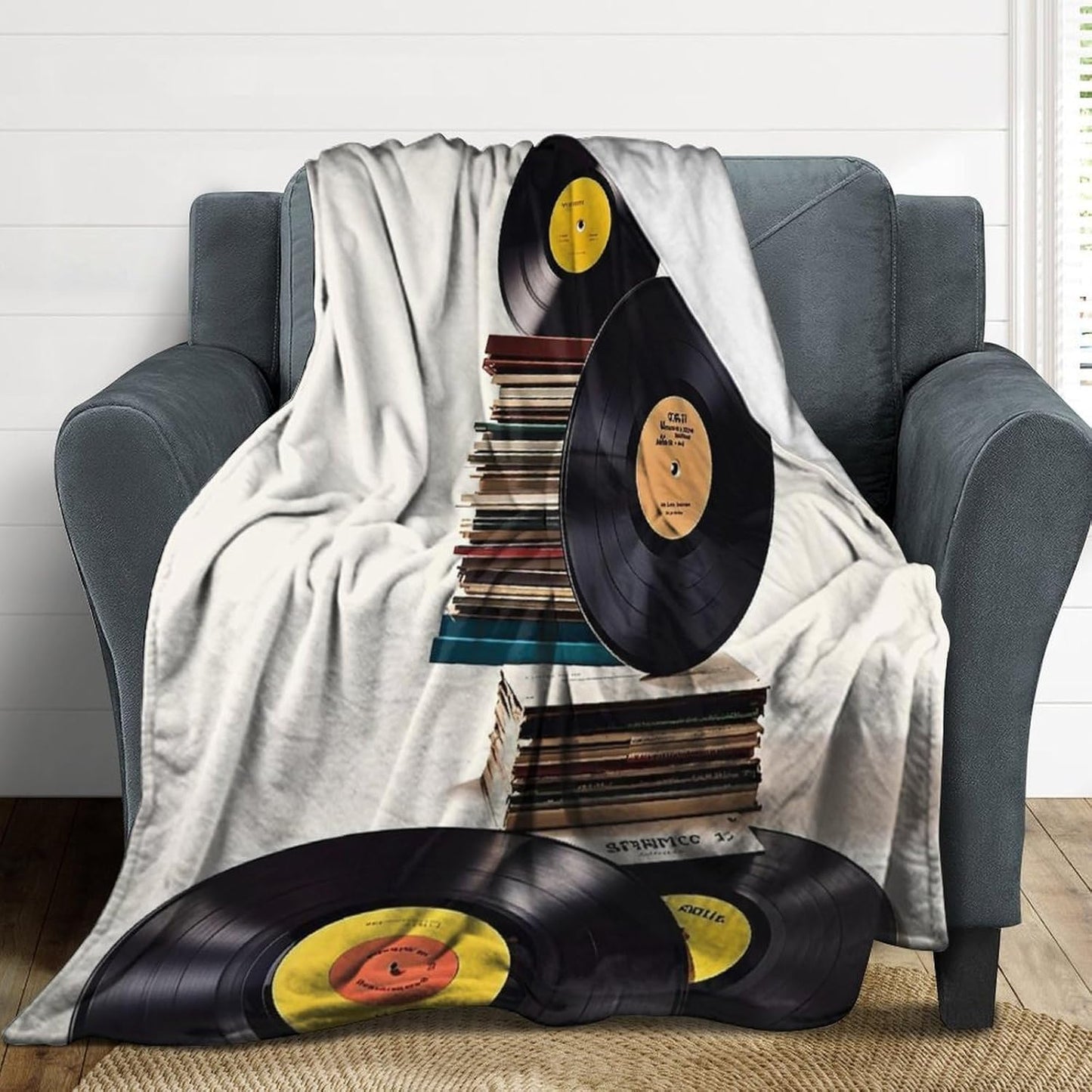 Vinyl Records and Tapes Blanket Super Soft Lightweight Throw Blanket Cute Cozy Warm Bed Blanket Decorative Fuzzy Blanket All-Season Home Decor Gift for Sofa Couch Living Room 50"*60"（130 * 150cm）
