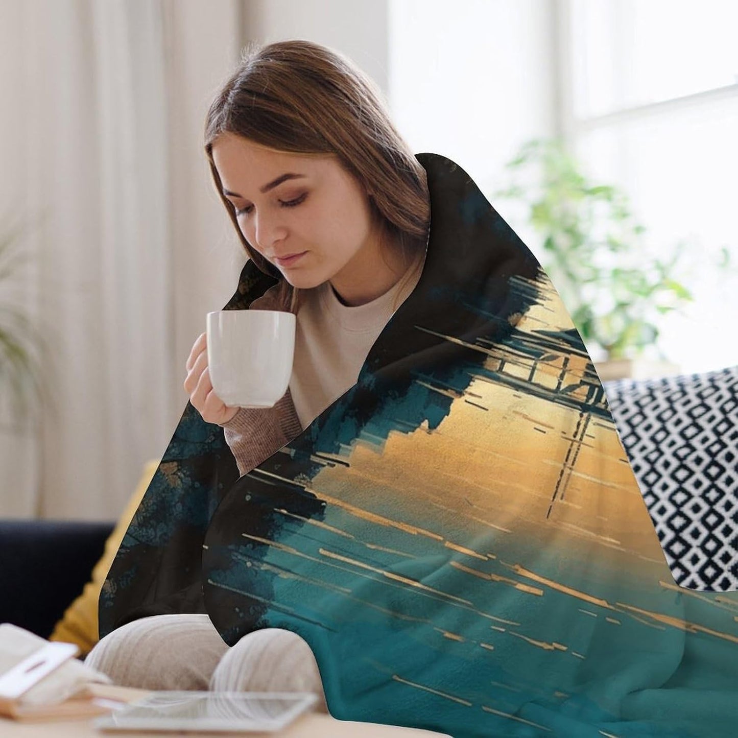 Hand Drawn Buildings Throw Blanket for Couch Super Soft Warm Lightweight Throw Blankets Cozy Flannel Bed Blanket Cute Decorative Blankets for All Seasons Home Decor Gift 40"*50" （100 * 130cm）