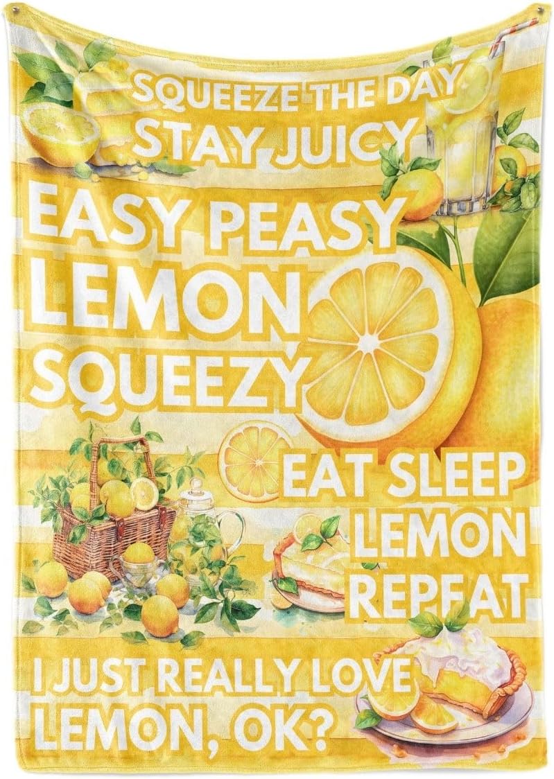 Lemon Gifts Blanket, Bed Flannel Plush Throw, for Lemon Lemonade Lover, Women, Female (50"x 65")