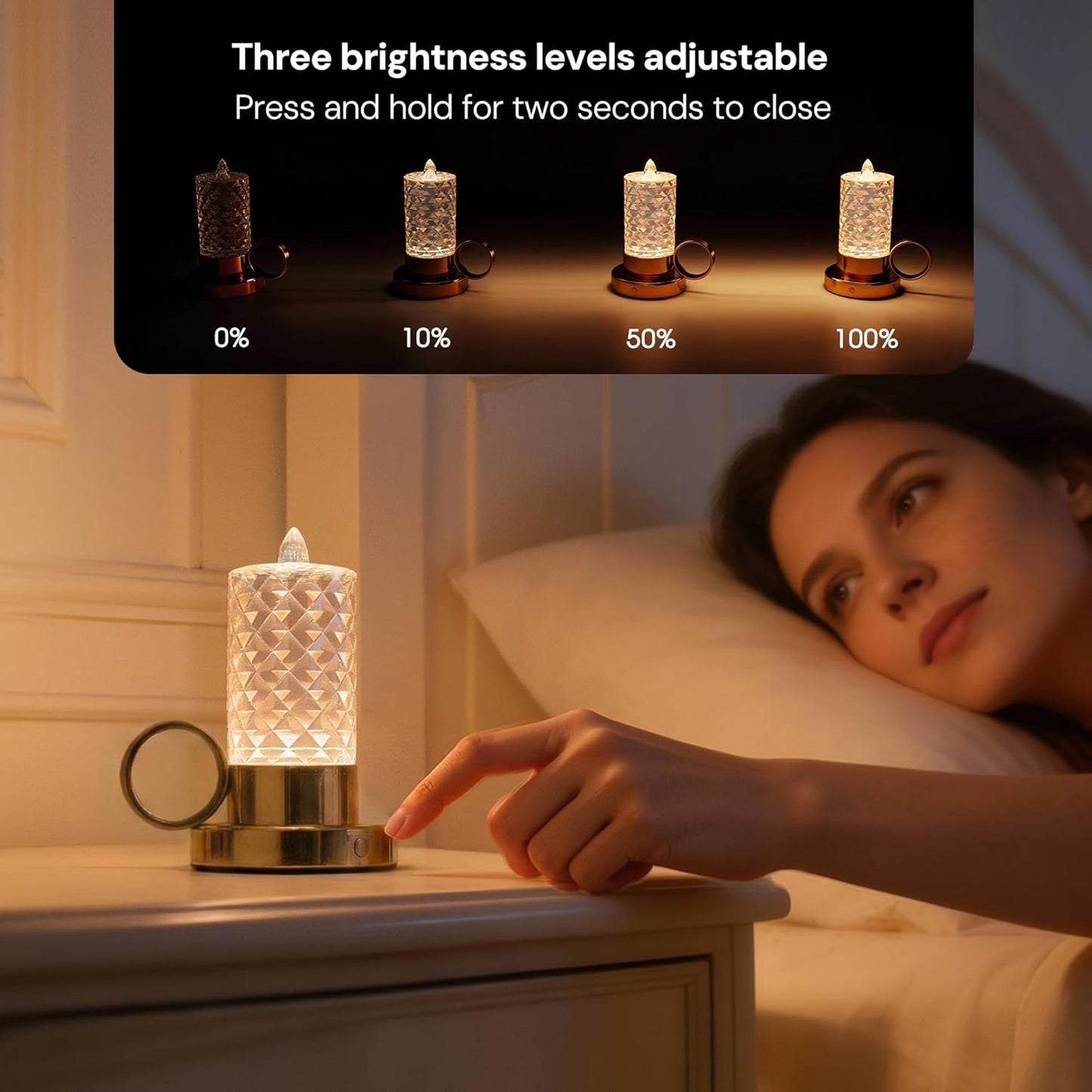 L LOHAS LED Flameless Candles, 3 Level Brightness Adjustable, 1000mAh Rechargeable Battery Operated Candles, 3000K Soft White, Fake Candles for Valentines Aniversary Wedding, 3.93"x2.95"4.84"