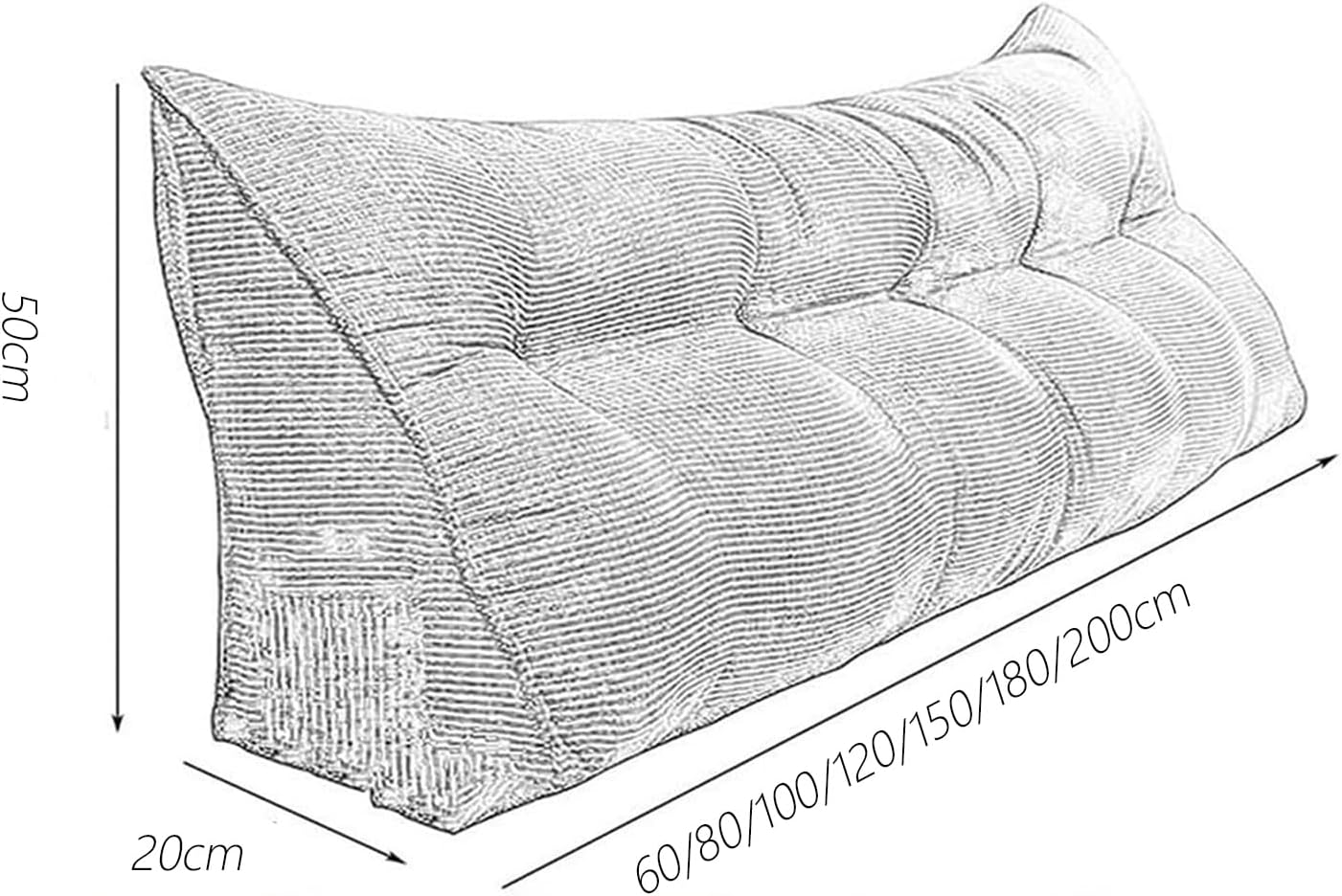 Supportive Foam Headboard Backrest Pillow with Removable Cover & Side Pockets, Ideal for Neck & Back Comfort While Lounging, Beige, 60x50x20cm (Rose Red 60x50x20cm)