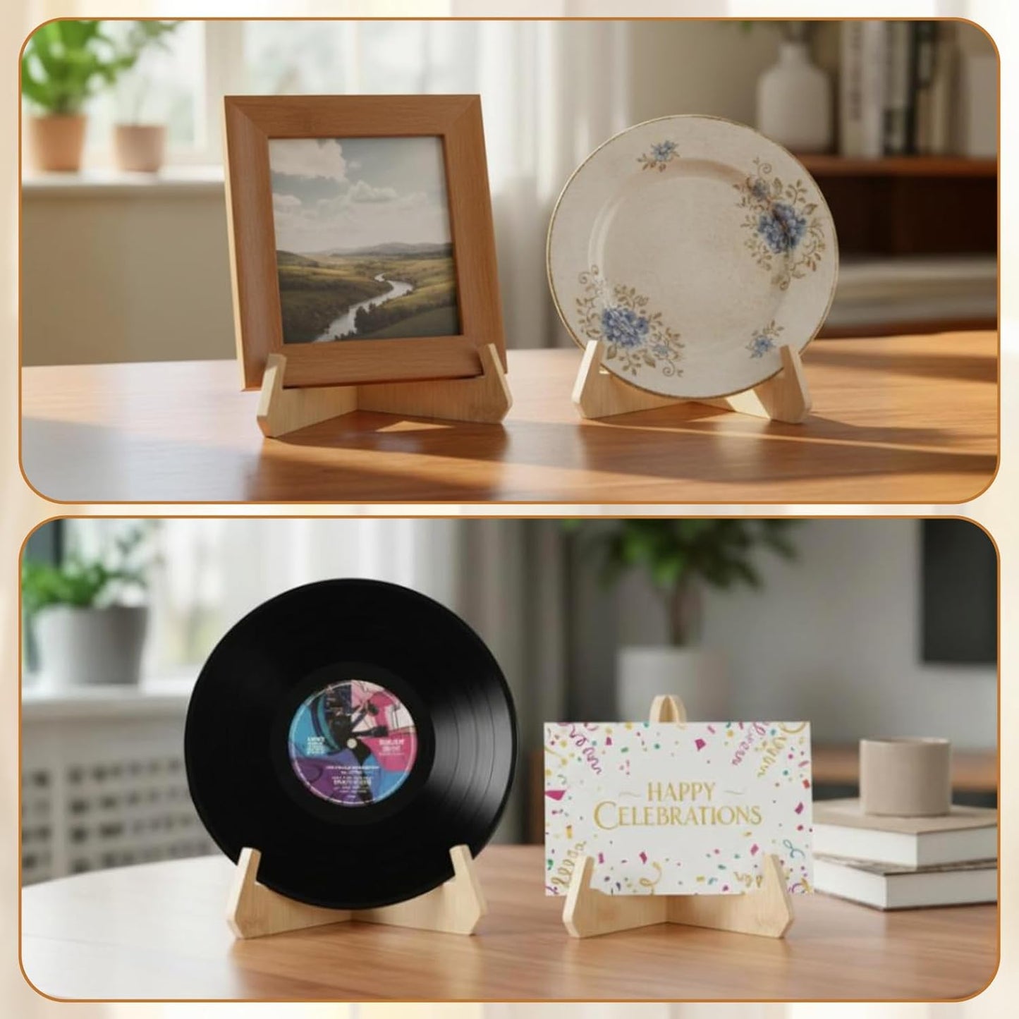 Wooden Decorative Plate Display Stand, 6 Inch Wooden Plaque Stand Picture Stands For Table Table Easels For Display To Cook Books Art Certificates And More