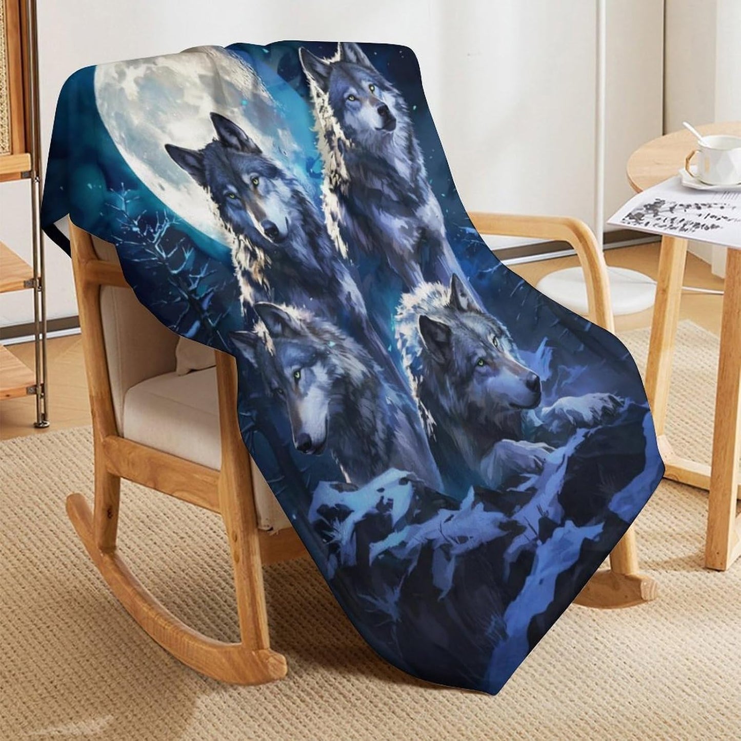 Wolf Throw Blanket - Soft Flannel Wolf Blanket for Teens, Adults, Women, Men - Warm Throw for All Seasons - 70"x50"