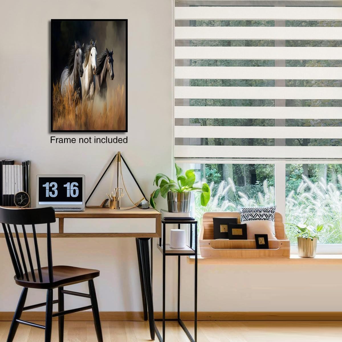 GDJSMIN Grassland Animal Scene Wall Art, Horses Galloping Poster for Reading Room Living Room Decor 12x 16 inch Unframed