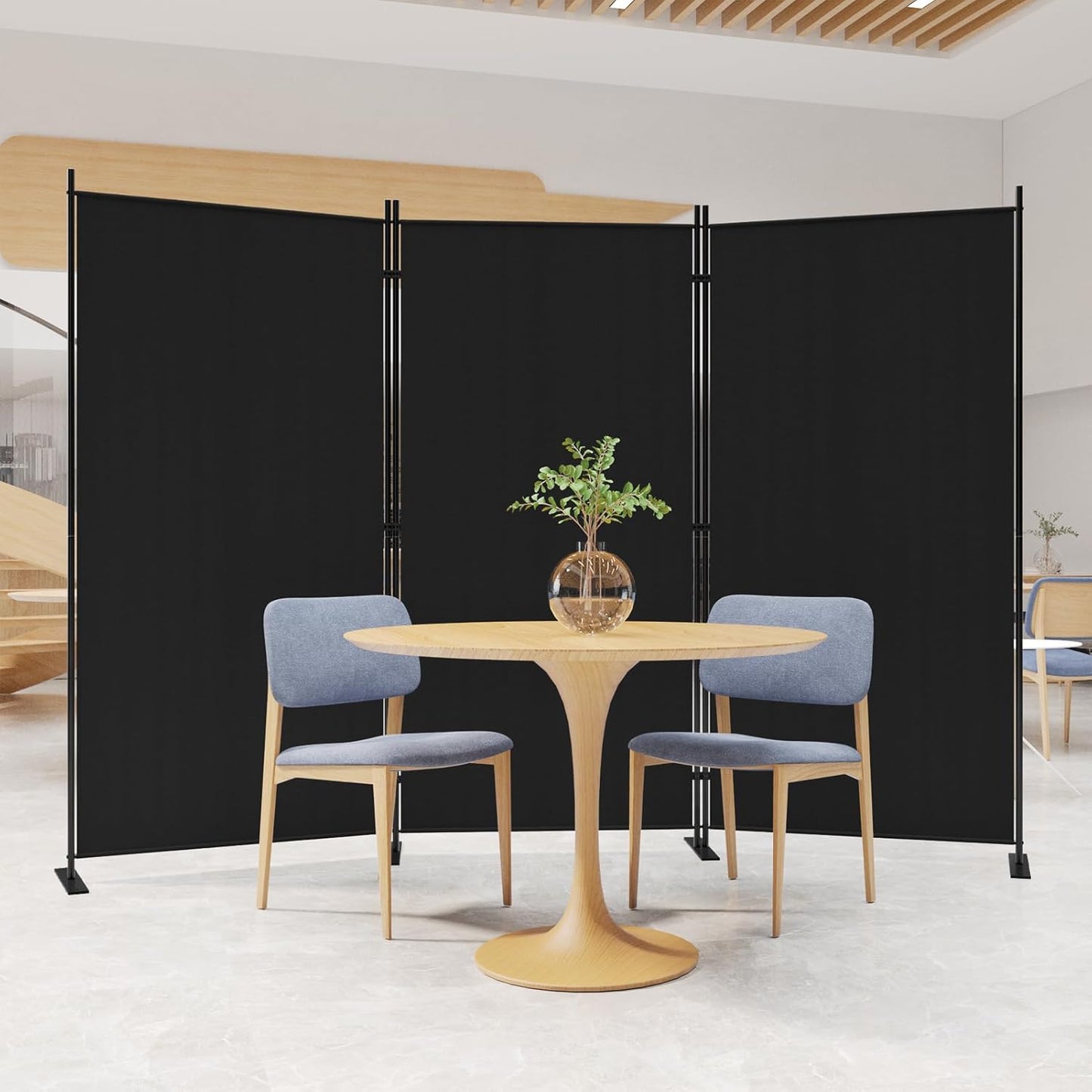 C-Hopetree 3 Panels Room Divider, 6 Ft Tall Indoor Folding Privacy Screen, Portable Partition Separator, Freestanding Separation Temporary Wall for Office, Bedroom, 102" W X 71" H, Black