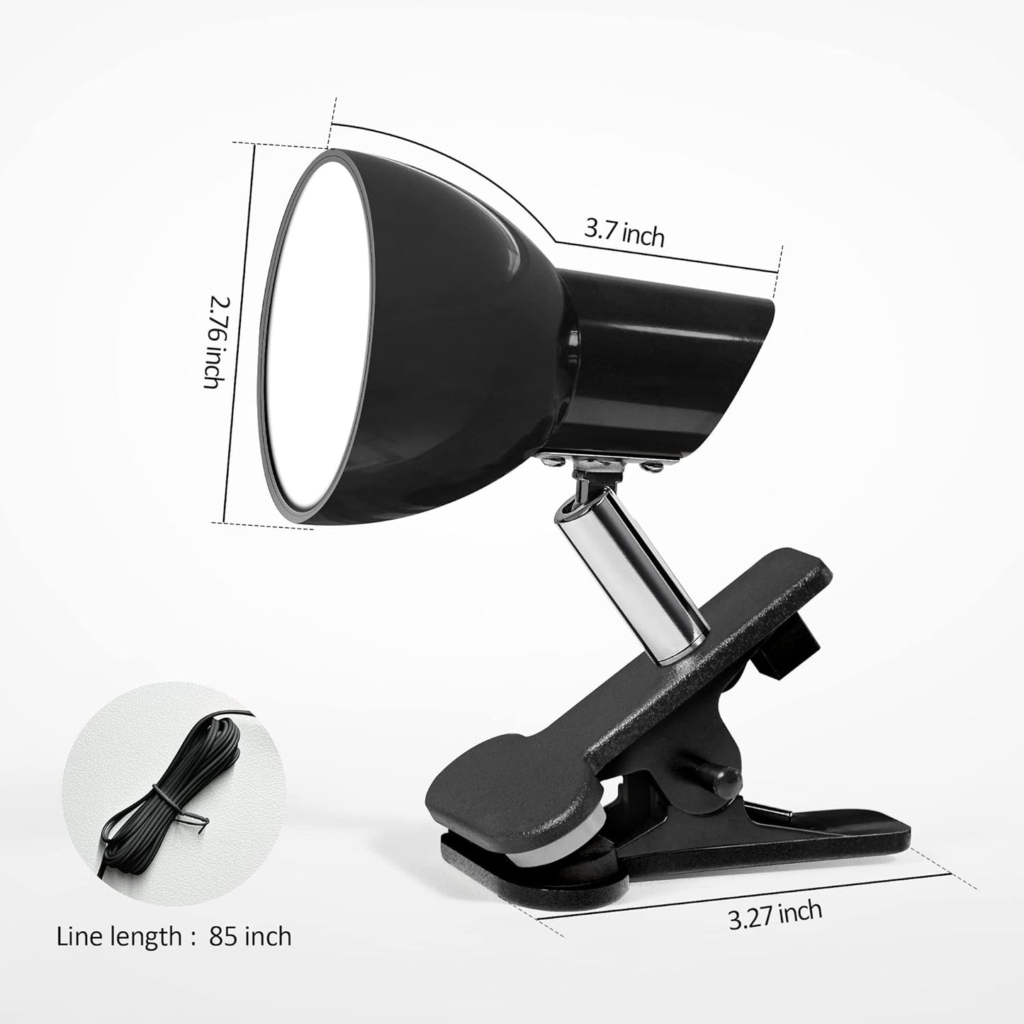Clamp Light, Super Bright Clip Lamp for Book Reading in Bed Headboard Light, Easy to Attach Illumination Powerful Small Compact Clamp Lamp Black