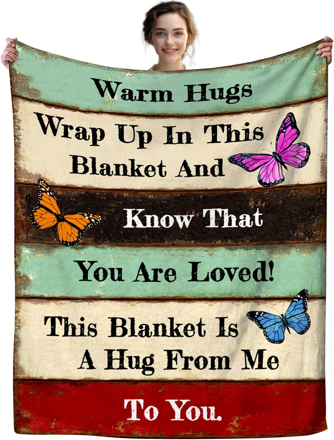 Get Well Gifts for Women Blanket After Surgery Warm Hugs Inspirational Religious Words Blankets and Throws Gifts for Sofa Couch Living Room 60"X50"