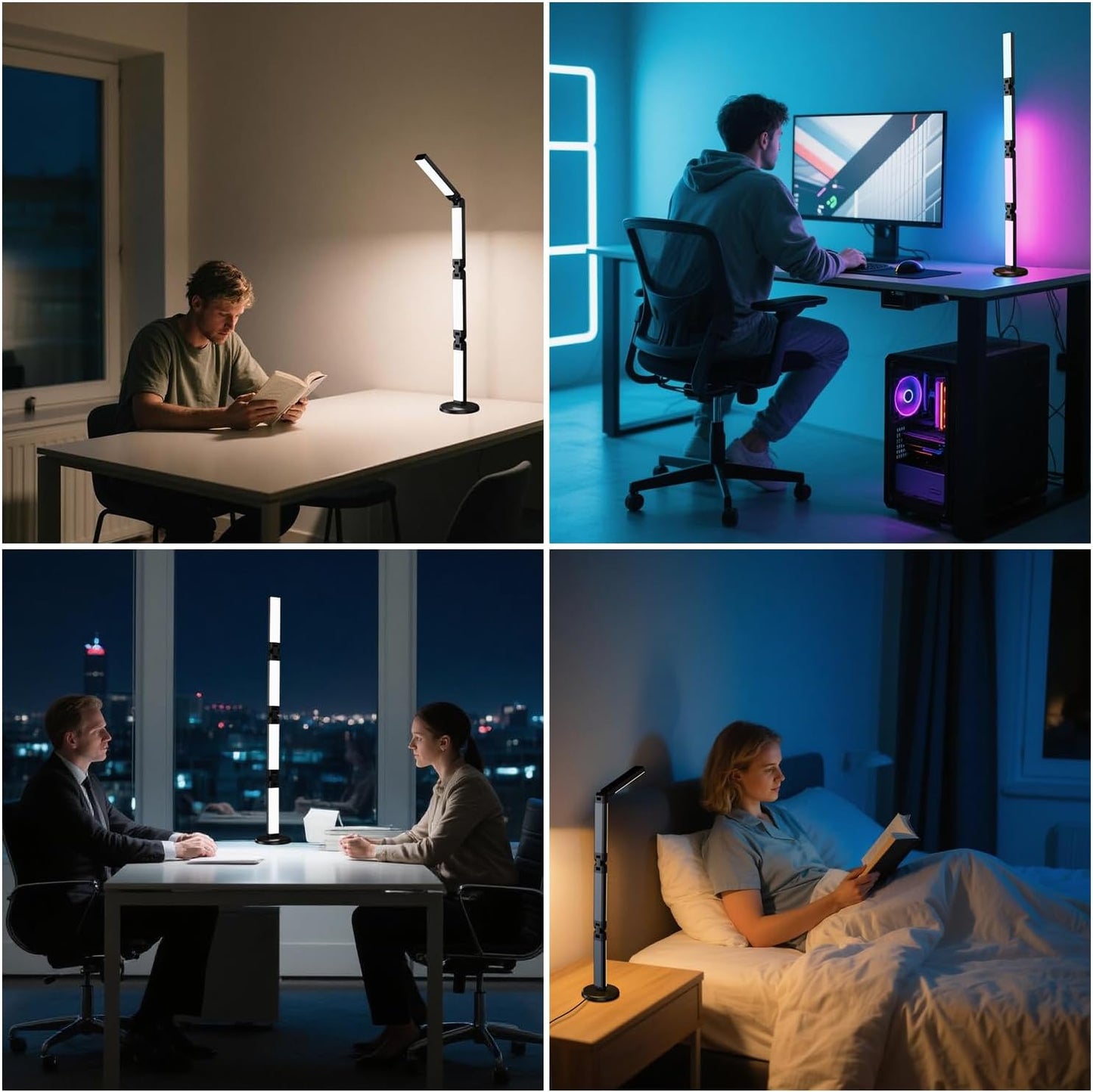 Led Desk Lamp with Atmosphere Lighting, Smart RGB LED Desk Lamp-Music Sync and 16 Million DIY Colors, Foldable Lamp with Dimmable and Timer, Modern LED Lights for Desk, and Gaming Rooms