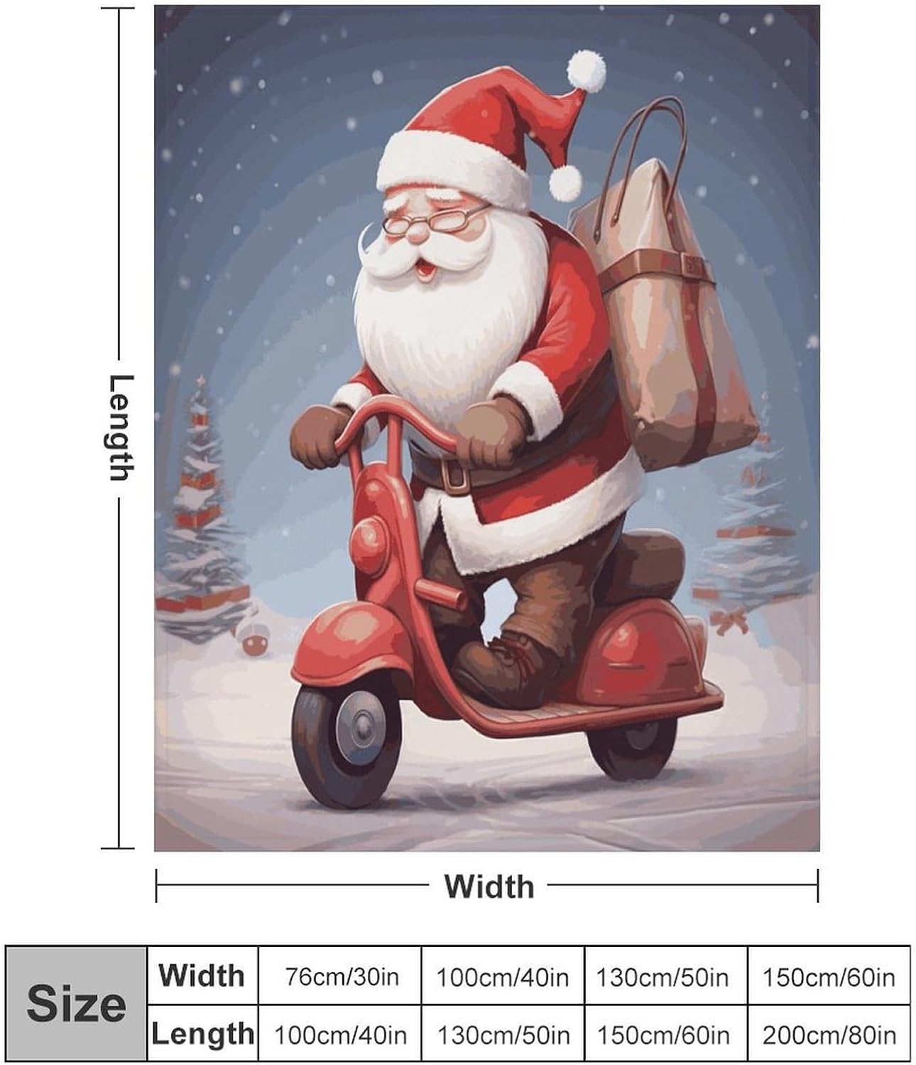 Santa Claus on Scooter Blanket Super Soft Lightweight Throw Blanket Cute Cozy Warm Bed Blanket Decorative Fuzzy Blanket All-Season Home Decor Gift for Sofa Couch Living Room 30"*40"（76 * 100cm）