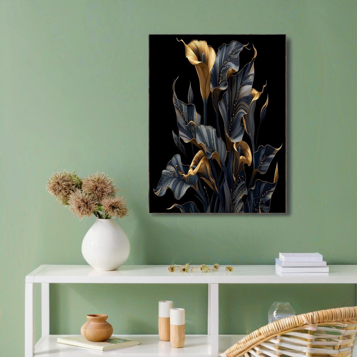 GDJSMIN Realistic Art Style Wall Art, Calla Lily Illustration Poster for Reading Room Living Room Decor 12x 16 inch Unframed