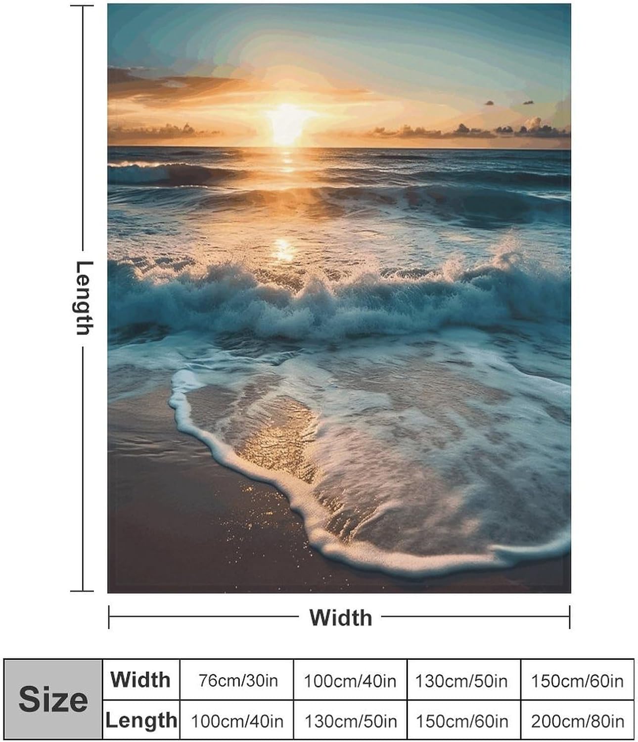 Ocean Sunrise Throw Blanket for Couch Super Soft Warm Lightweight Throw Blankets Cozy Flannel Bed Blanket Cute Decorative Blankets for All Seasons Home Decor Gift 40"*50" （100 * 130cm）