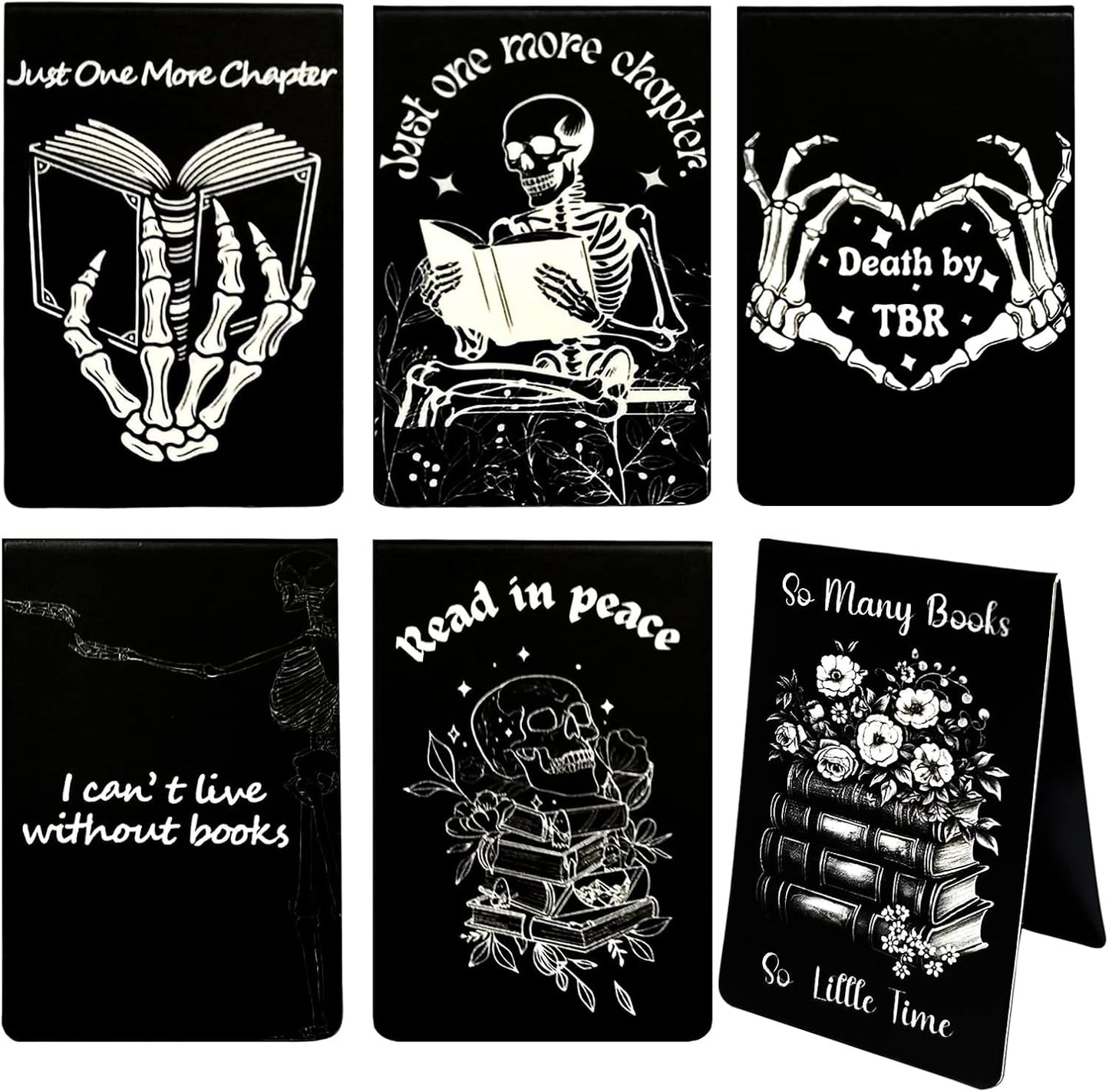 6Pcs Big Size Skeleton Christmas Magnet Bookmarks with Strong Magnet, Christmas Gothic Book Marker, Christmas Holiday Gift for Book Lovers Bookworm Bookish