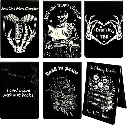 6Pcs Big Size Skeleton Christmas Magnet Bookmarks with Strong Magnet, Christmas Gothic Book Marker, Christmas Holiday Gift for Book Lovers Bookworm Bookish